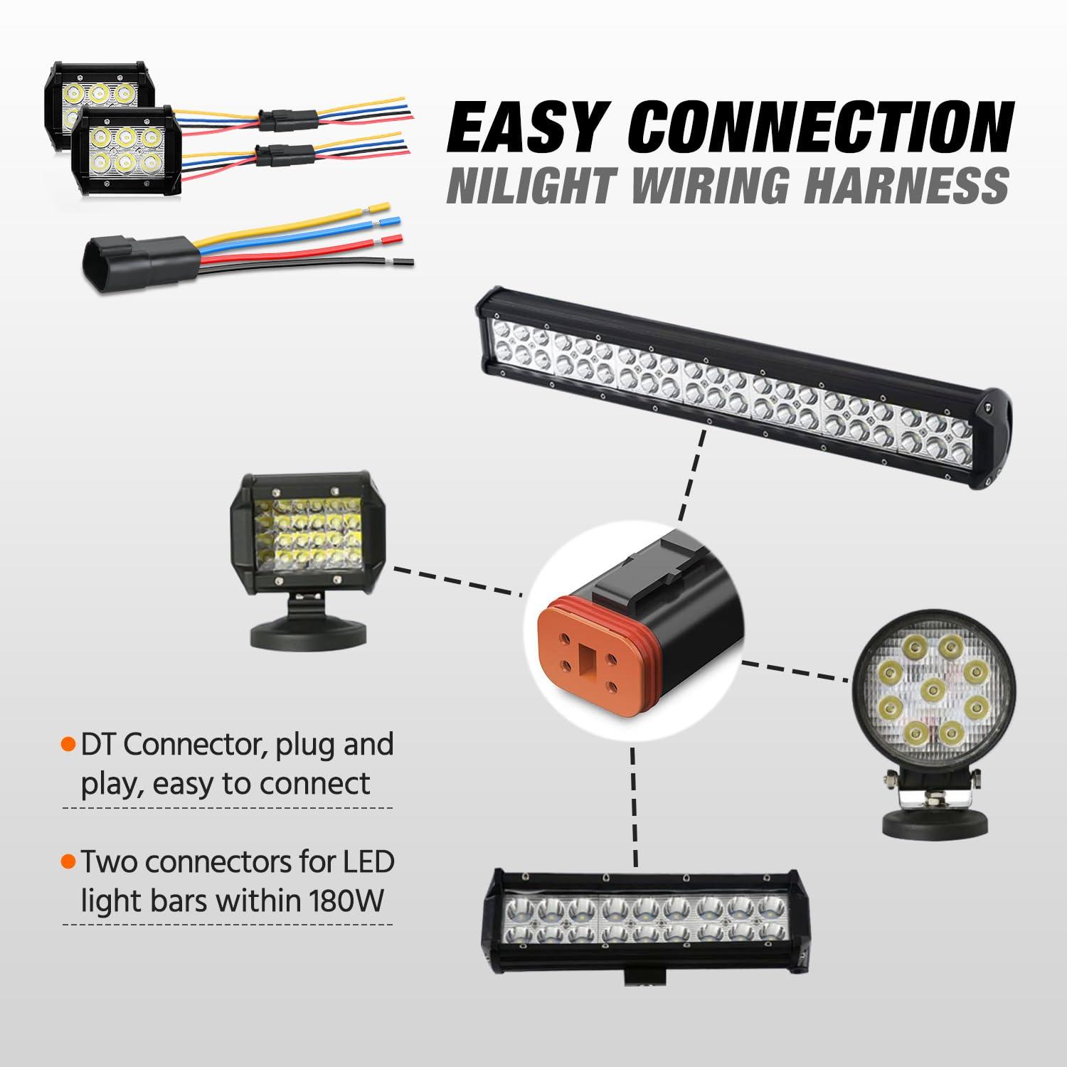 imageNilight 4 Pin DT Connectors 16AWG 6 Kits Male Female Electrical Connector Waterproof Plug and Play wHeat Shrink Butt Terminals for Automotive Cars Truck Motorcycle Marine Boats