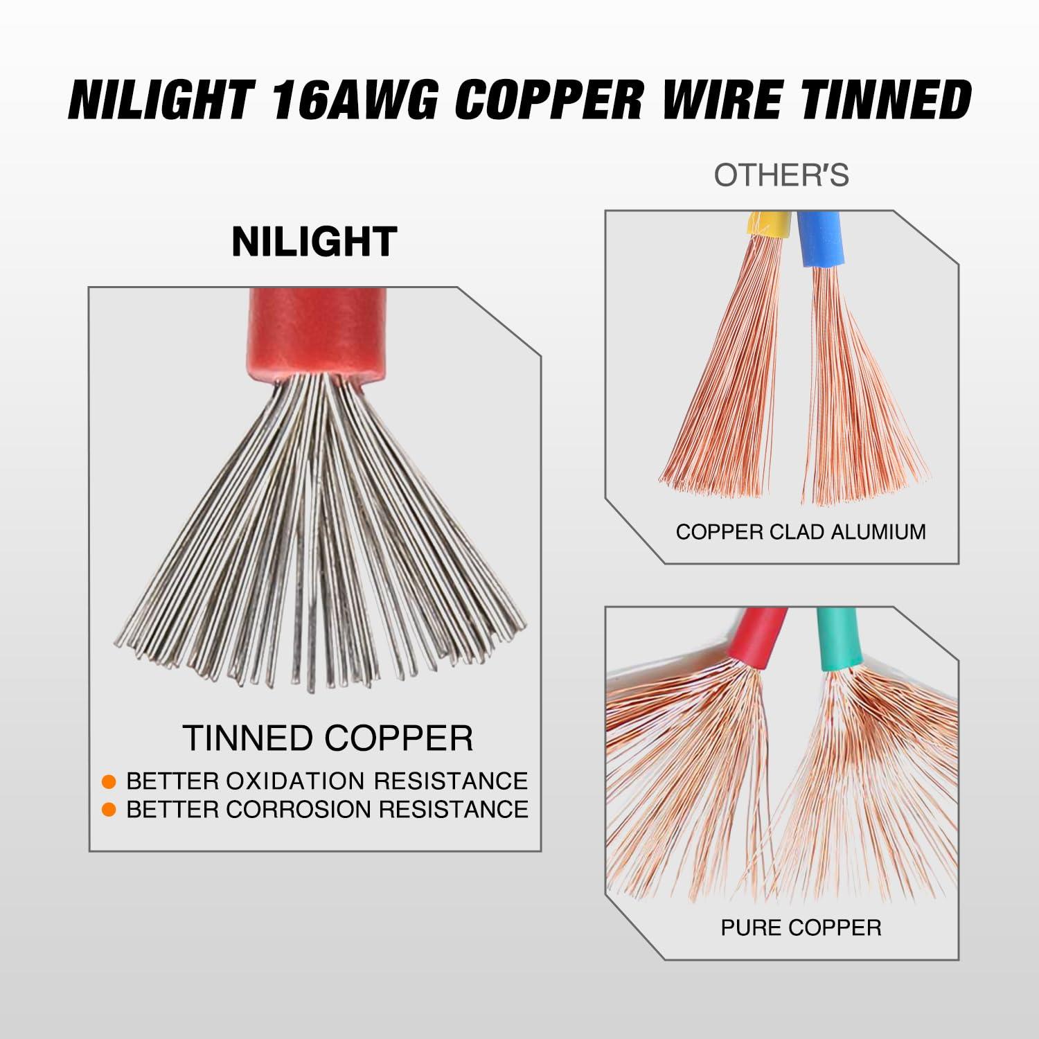 imageNilight 4 Pin DT Connectors 16AWG 6 Kits Male Female Electrical Connector Waterproof Plug and Play wHeat Shrink Butt Terminals for Automotive Cars Truck Motorcycle Marine Boats