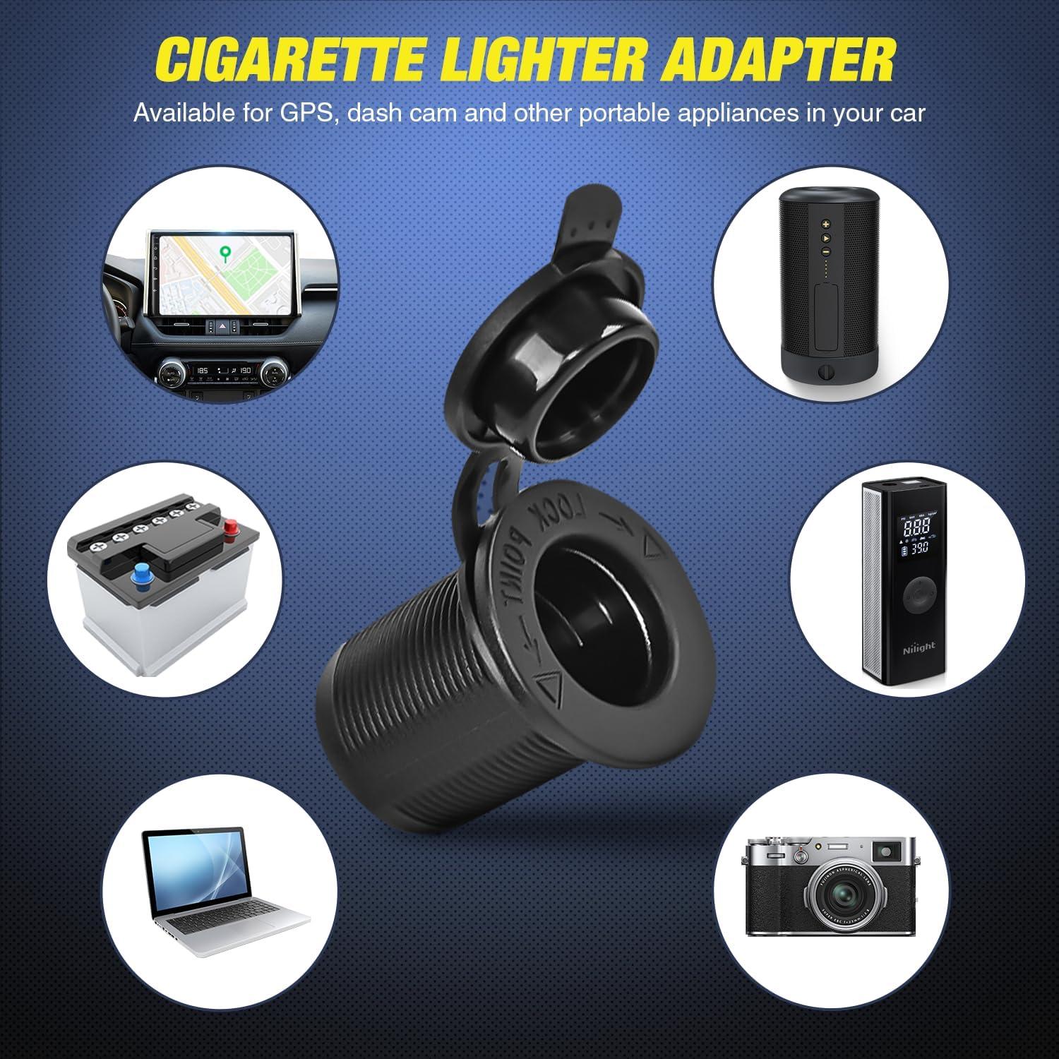 imageNilight 4 in 1 Charger Socket Panel Dual QC30 USB Charger with LED Voltmeter Display and Cigarette Lighter Socket and Power Cutoff SwitchAvoid Battery Drain Off Switch for UTV ATVBlack RedPD Type C  USB