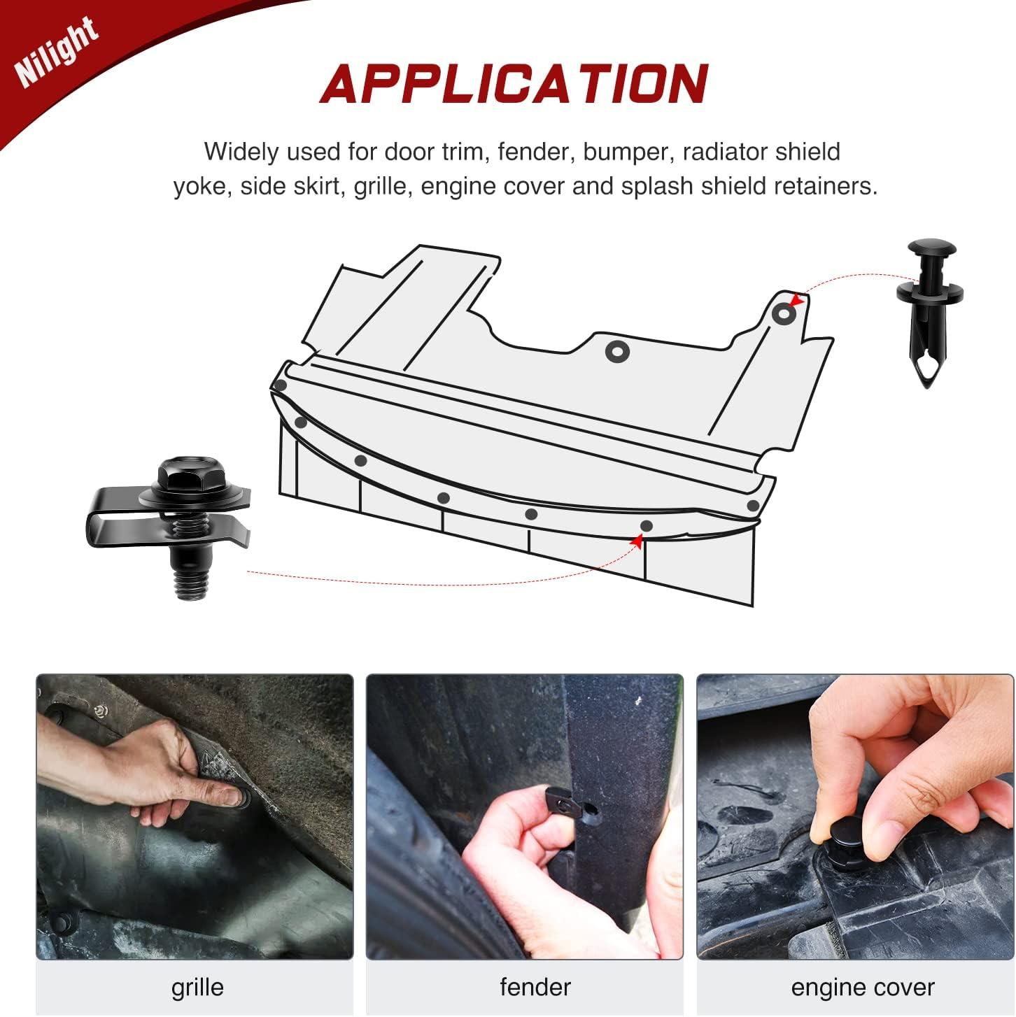 imageNilight 415 Pcs Car Retainer Clips ampamp Fastener Remover  18 Most Popular Sizes Auto Push Pin Rivets Set Door Trim Panel Compatible with GM Ford Toyota Honda Chrysler2 Years Warranty CL1970Pcs Extruded Unuts
