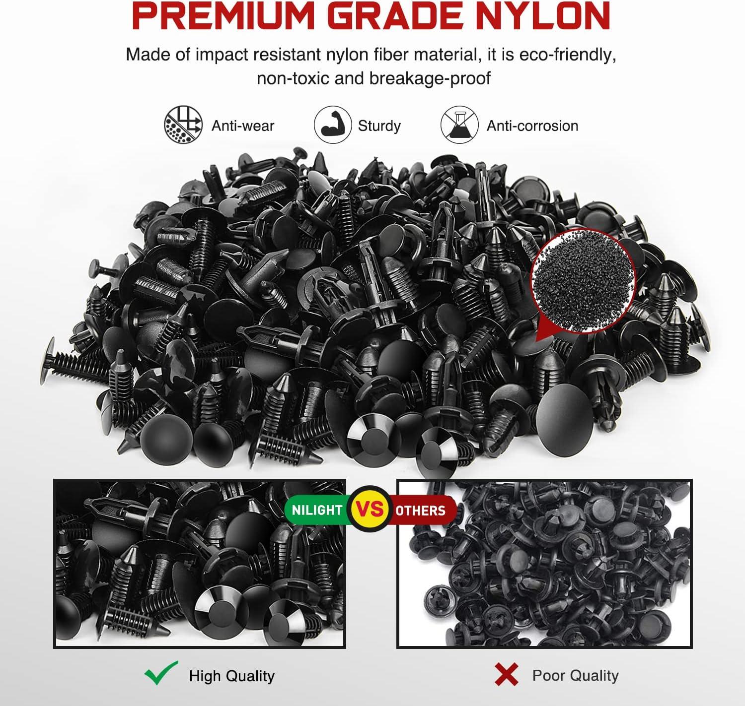 imageNilight 415 Pcs Car Retainer Clips ampamp Fastener Remover  18 Most Popular Sizes Auto Push Pin Rivets Set Door Trim Panel Compatible with GM Ford Toyota Honda Chrysler2 Years Warranty CL19black