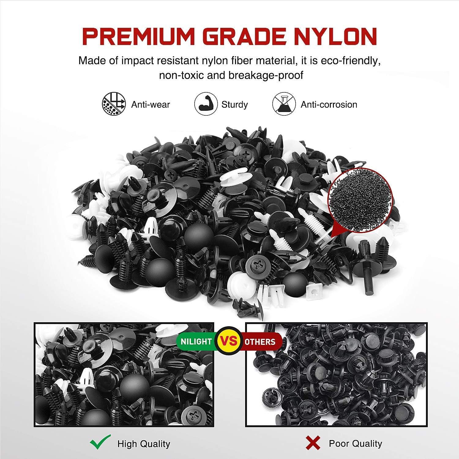 imageNilight 415 Pcs Car Retainer Clips ampamp Fastener Remover  18 Most Popular Sizes Auto Push Pin Rivets Set Door Trim Panel Compatible with GM Ford Toyota Honda Chrysler2 Years Warranty CL19415Pcs Clips  Remover