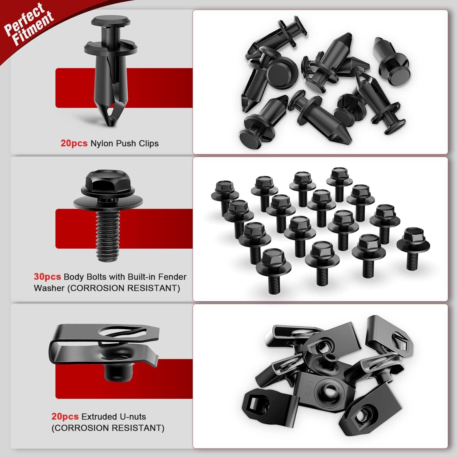 imageNilight 415 Pcs Car Retainer Clips ampamp Fastener Remover  18 Most Popular Sizes Auto Push Pin Rivets Set Door Trim Panel Compatible with GM Ford Toyota Honda Chrysler2 Years Warranty CL1970Pcs Extruded Unuts