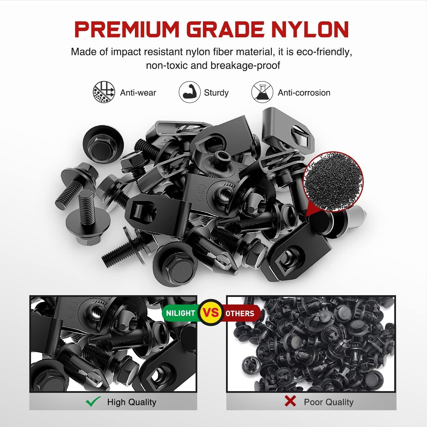 imageNilight 415 Pcs Car Retainer Clips ampamp Fastener Remover  18 Most Popular Sizes Auto Push Pin Rivets Set Door Trim Panel Compatible with GM Ford Toyota Honda Chrysler2 Years Warranty CL1970Pcs Extruded Unuts