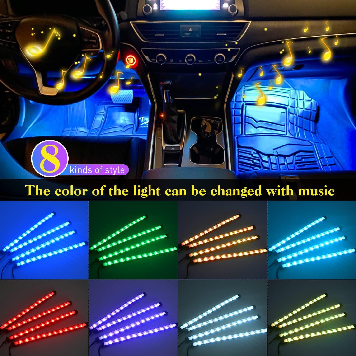 imageNilight 48 LEDs DC 5V Multicolor Music Car Strip Light Under Dash Lighting Kit with Sound Active Function and Wireless Remote Control 2 Years Warranty 4PCS USB Interior Lights4PCS USB Interior Lights