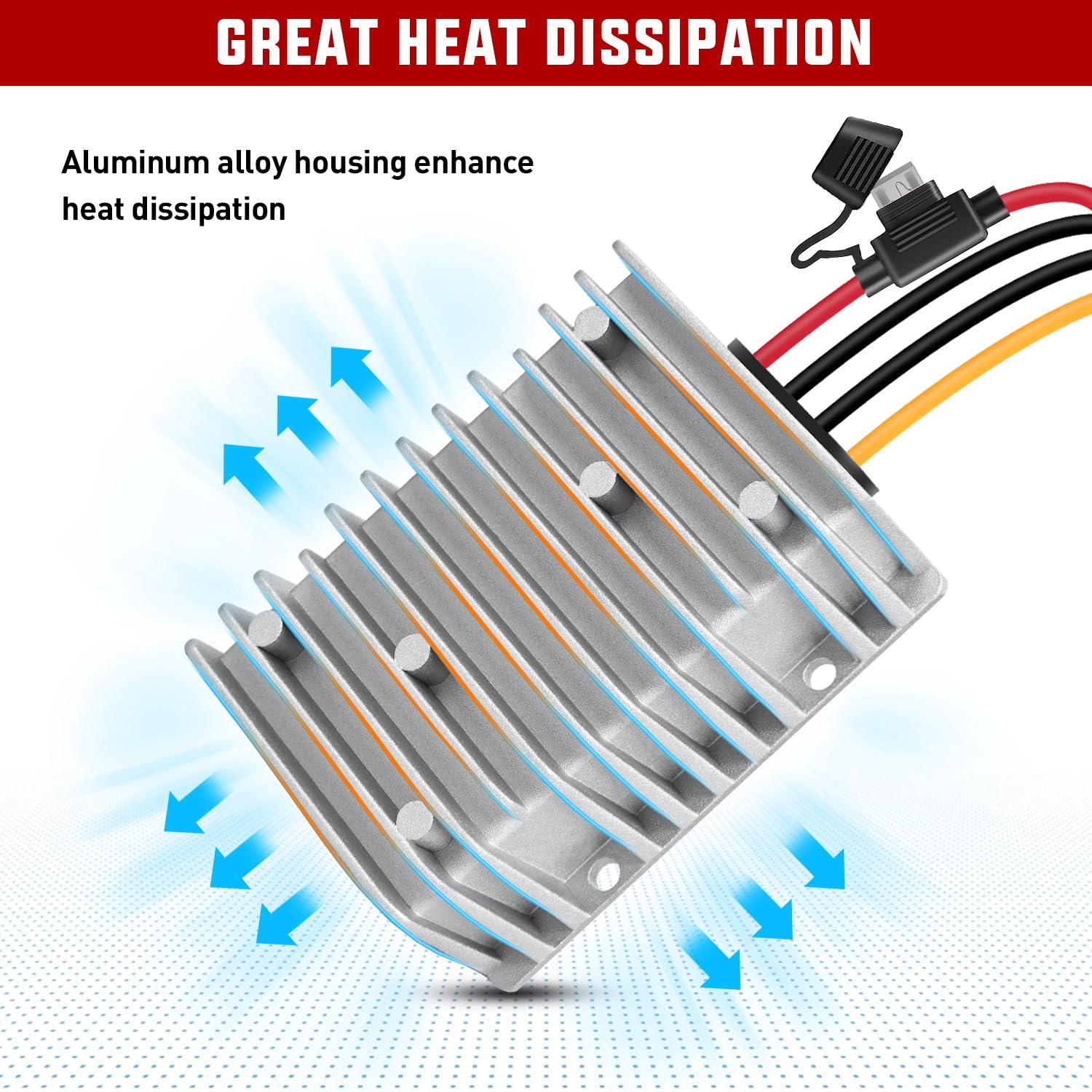 imageNilight 48V 36V to 12V Voltage Converter 240W 20A Regulator Step Down to 12VDC Waterproof DC Convert Reducer Power Supply Transformer Module for Golf Cart Scooters36V48V to 12V 30A 360W