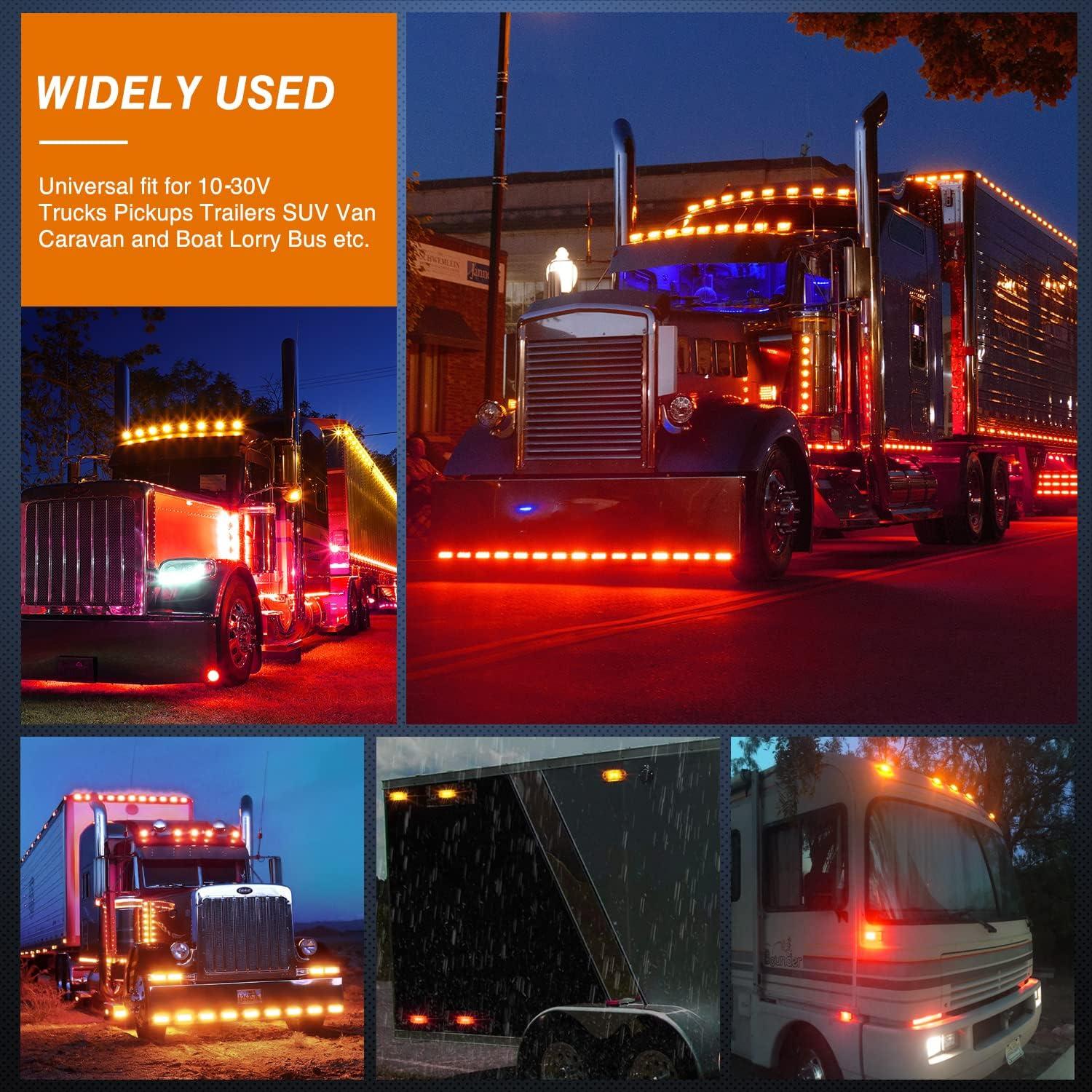 imageNilight 4PCS 39 Inch 3 Led Truck Trailer Light Front Rear LED Side Marker Lights Clearance Indicator Lamp Waterproof Sealed Surface Mounted LED Marker LightRed 10PCS Universal