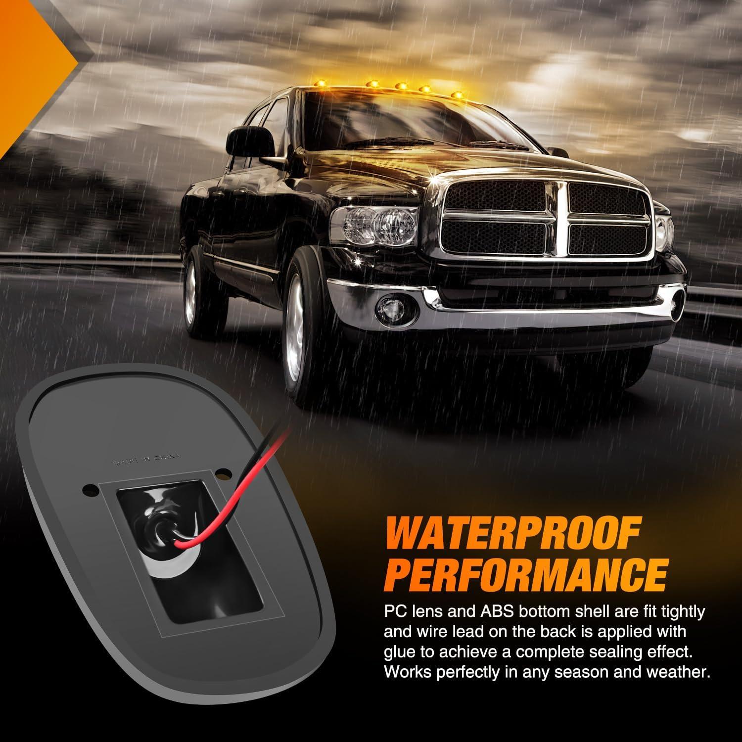 imageNilight 4PCS 39 Inch 3 Led Truck Trailer Light Front Rear LED Side Marker Lights Clearance Indicator Lamp Waterproof Sealed Surface Mounted LED Marker LightSmoked Amber Dodge Ram 19992002