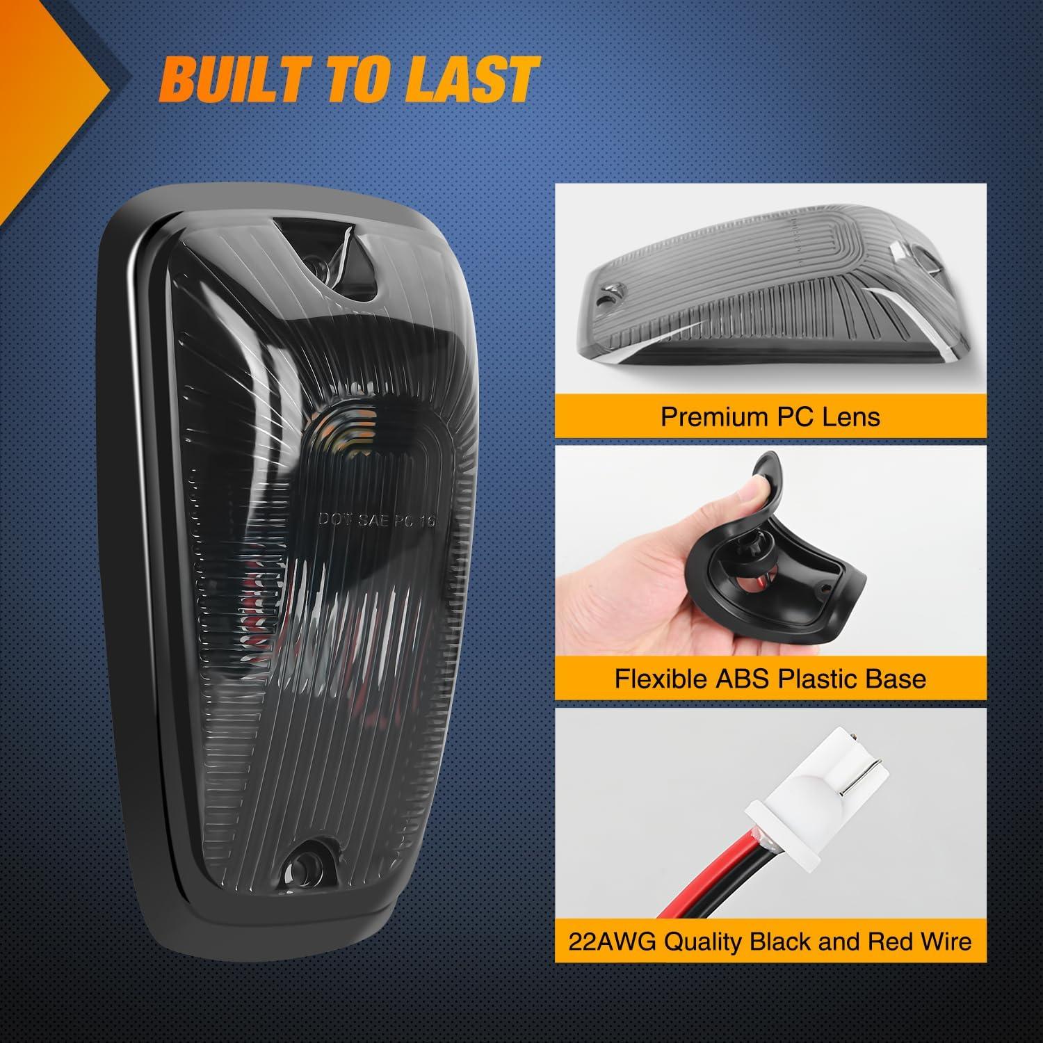 imageNilight 4PCS 39 Inch 3 Led Truck Trailer Light Front Rear LED Side Marker Lights Clearance Indicator Lamp Waterproof Sealed Surface Mounted LED Marker LightSmoked Amber Chevrolet CK 19882002