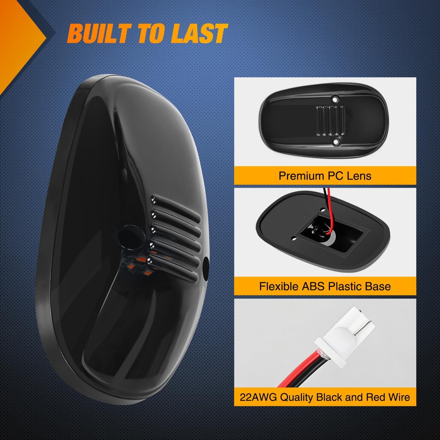 imageNilight 4PCS 39 Inch 3 Led Truck Trailer Light Front Rear LED Side Marker Lights Clearance Indicator Lamp Waterproof Sealed Surface Mounted LED Marker LightSmoked Amber Dodge Ram 19992002