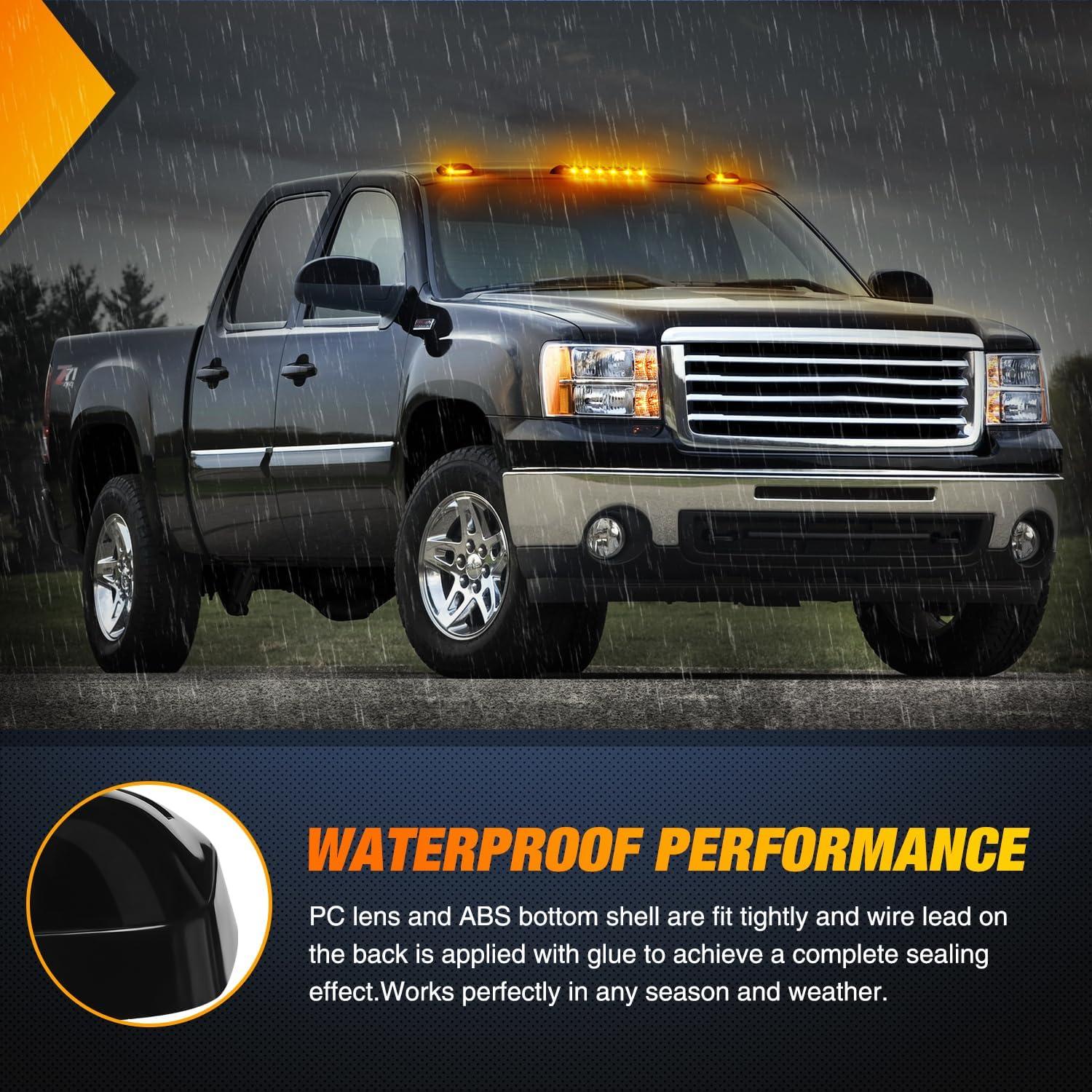 imageNilight 4PCS 39 Inch 3 Led Truck Trailer Light Front Rear LED Side Marker Lights Clearance Indicator Lamp Waterproof Sealed Surface Mounted LED Marker LightSmoked Amber SilveradoSierra 20072014