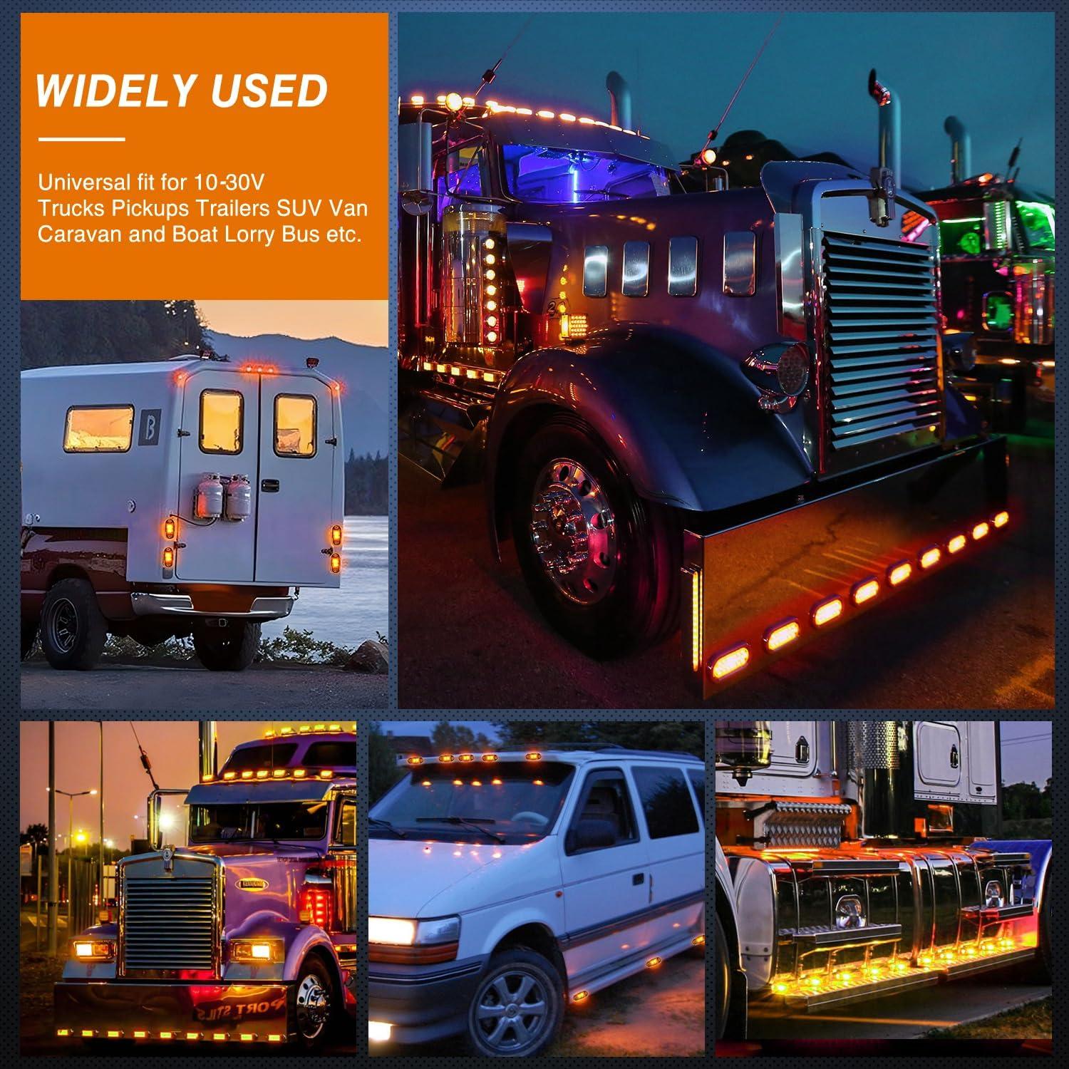 imageNilight 4PCS 39 Inch 3 Led Truck Trailer Light Front Rear LED Side Marker Lights Clearance Indicator Lamp Waterproof Sealed Surface Mounted LED Marker LightAmber 20PCS Universal