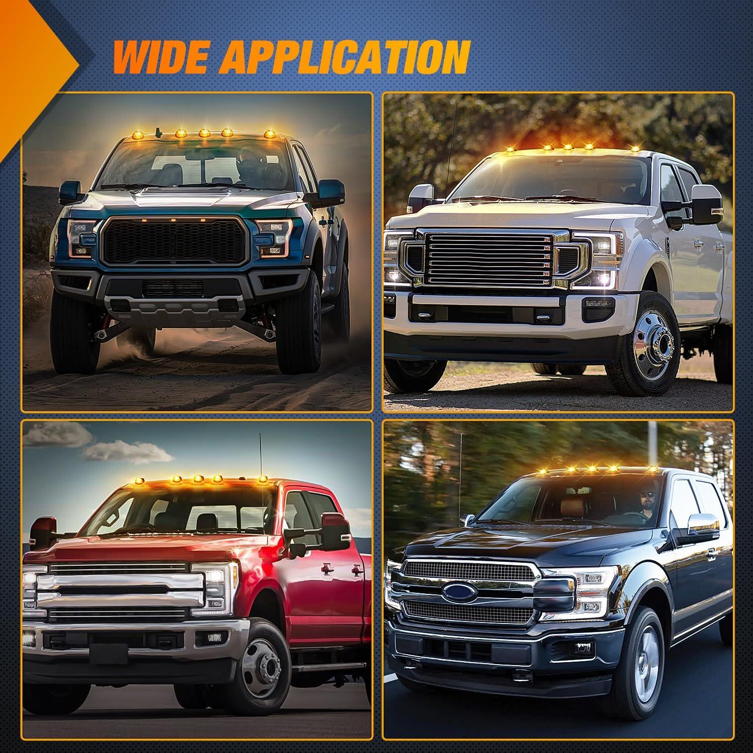 imageNilight 4PCS 39 Inch 3 Led Truck Trailer Light Front Rear LED Side Marker Lights Clearance Indicator Lamp Waterproof Sealed Surface Mounted LED Marker LightSmoked Amber Ford F 20172022