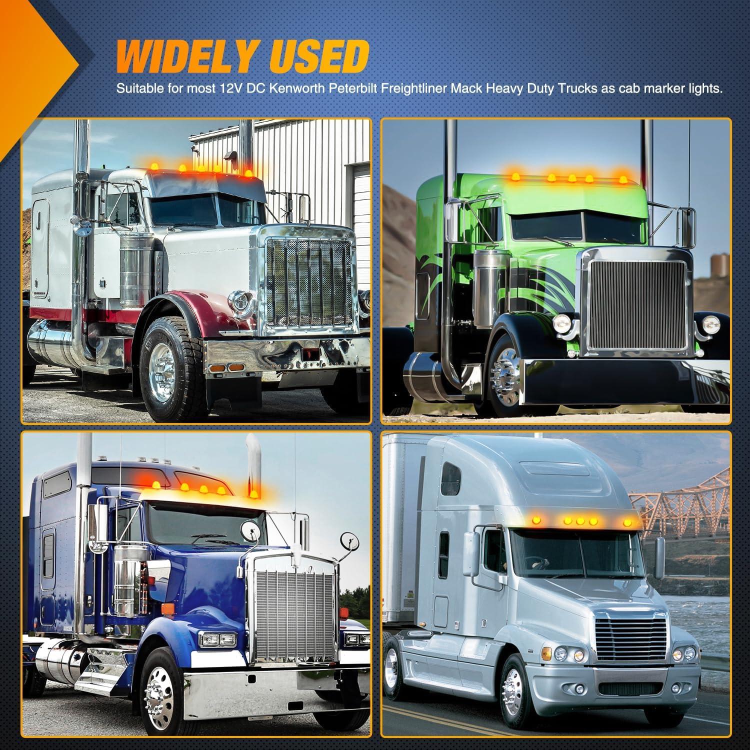 imageNilight 4PCS 39 Inch 3 Led Truck Trailer Light Front Rear LED Side Marker Lights Clearance Indicator Lamp Waterproof Sealed Surface Mounted LED Marker LightAmber 18LED 2Heavy Duty Trucks