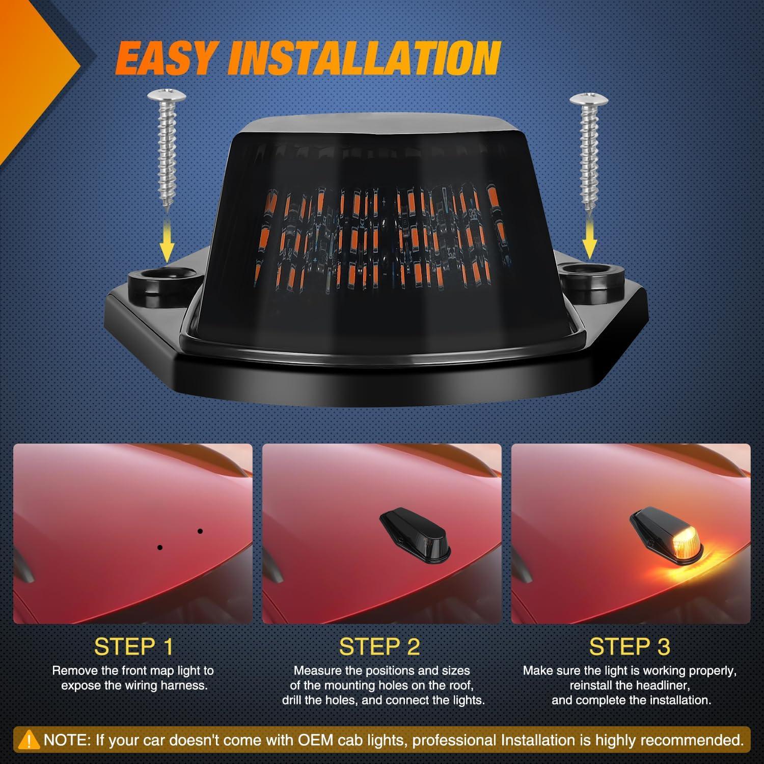 imageNilight 4PCS 39 Inch 3 Led Truck Trailer Light Front Rear LED Side Marker Lights Clearance Indicator Lamp Waterproof Sealed Surface Mounted LED Marker LightSmoked Amber Ford F 19841997