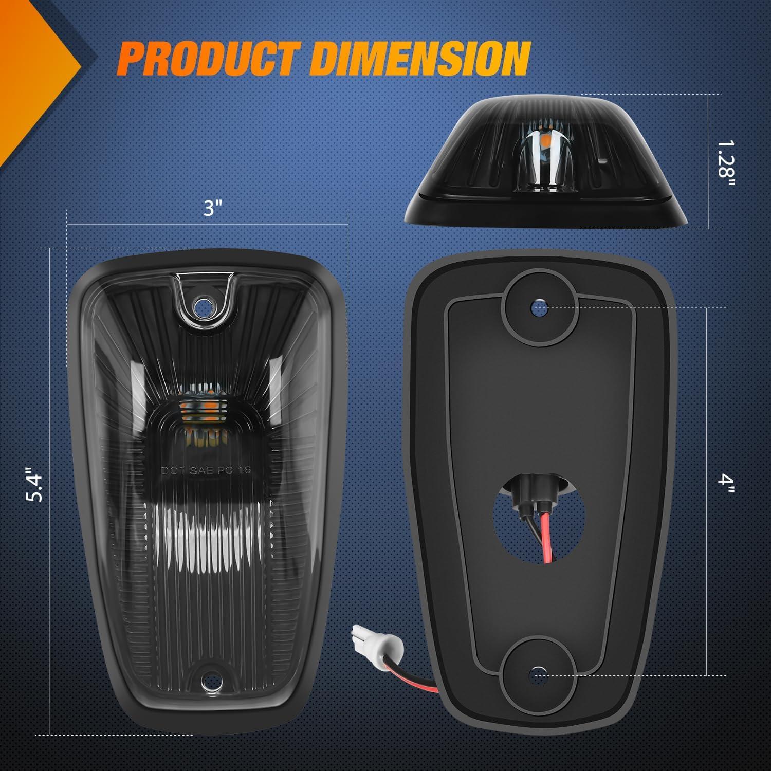 imageNilight 4PCS 39 Inch 3 Led Truck Trailer Light Front Rear LED Side Marker Lights Clearance Indicator Lamp Waterproof Sealed Surface Mounted LED Marker LightSmoked Amber Chevrolet CK 19882002