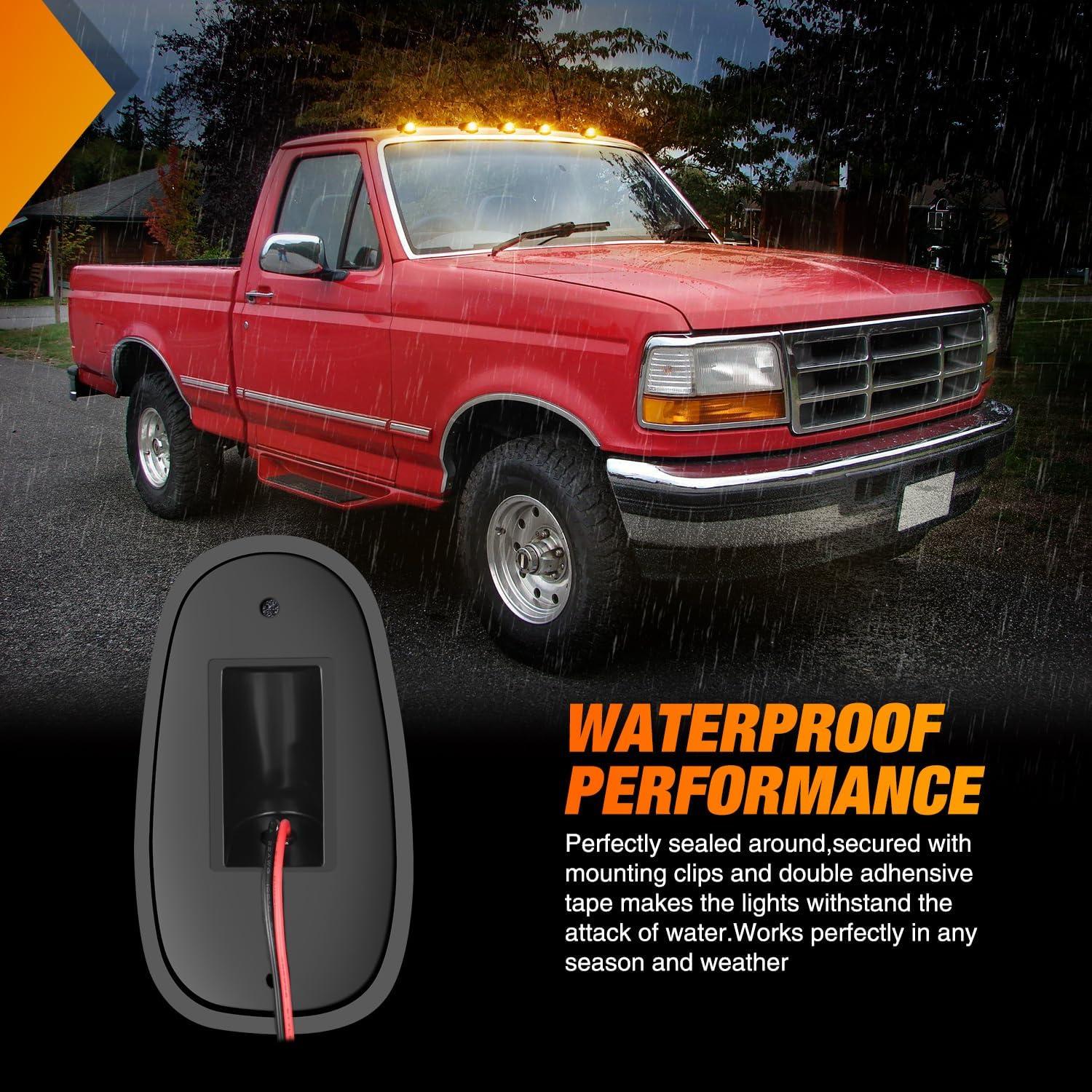 imageNilight 4PCS 39 Inch 3 Led Truck Trailer Light Front Rear LED Side Marker Lights Clearance Indicator Lamp Waterproof Sealed Surface Mounted LED Marker LightSmoked Amber Ford F 19841997