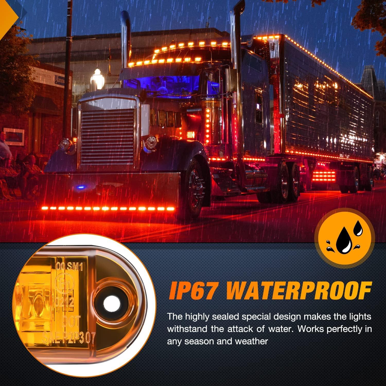 imageNilight 4PCS 39 Inch 3 Led Truck Trailer Light Front Rear LED Side Marker Lights Clearance Indicator Lamp Waterproof Sealed Surface Mounted LED Marker LightAmber 10PCS Universal