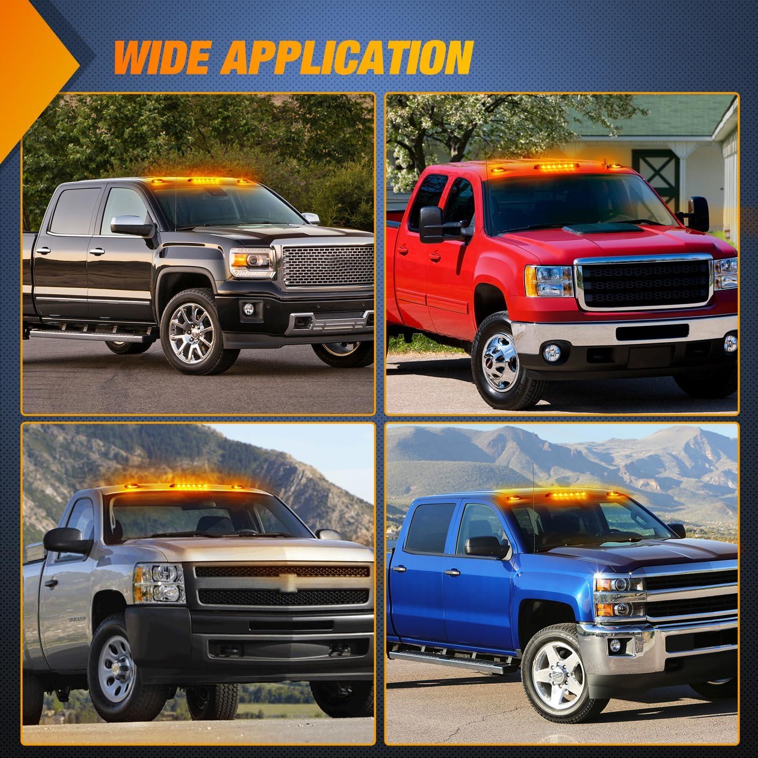 imageNilight 4PCS 39 Inch 3 Led Truck Trailer Light Front Rear LED Side Marker Lights Clearance Indicator Lamp Waterproof Sealed Surface Mounted LED Marker LightSmoked Amber SilveradoSierra 20072014