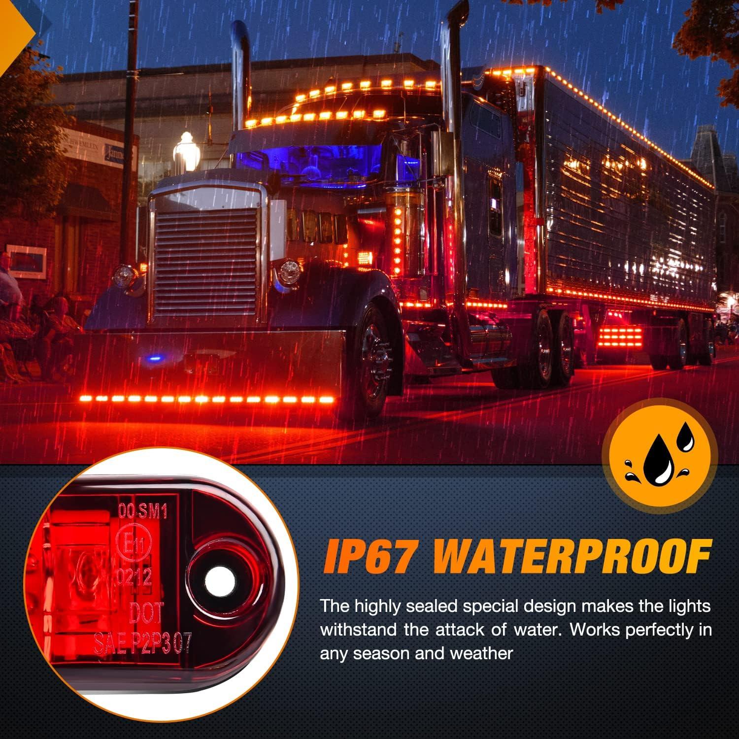 imageNilight 4PCS 39 Inch 3 Led Truck Trailer Light Front Rear LED Side Marker Lights Clearance Indicator Lamp Waterproof Sealed Surface Mounted LED Marker LightAmberRed 20PCS Universal