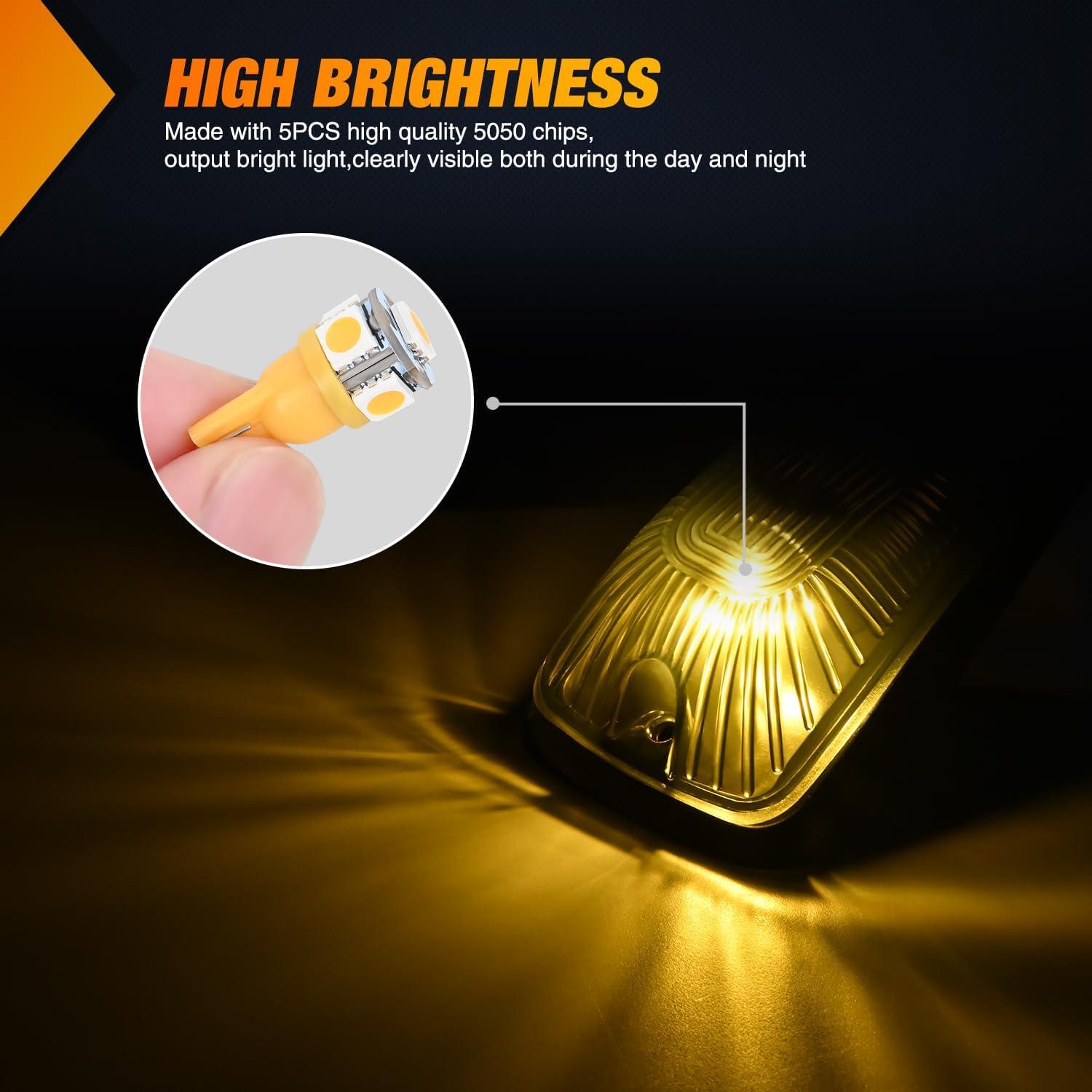 imageNilight 4PCS 39 Inch 3 Led Truck Trailer Light Front Rear LED Side Marker Lights Clearance Indicator Lamp Waterproof Sealed Surface Mounted LED Marker LightSmoked Amber Chevrolet CK 19882002