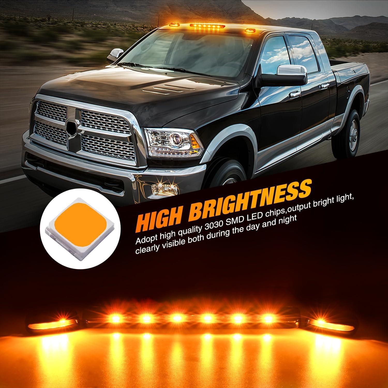 imageNilight 4PCS 39 Inch 3 Led Truck Trailer Light Front Rear LED Side Marker Lights Clearance Indicator Lamp Waterproof Sealed Surface Mounted LED Marker LightSmoked Amber SilveradoSierra 20072014