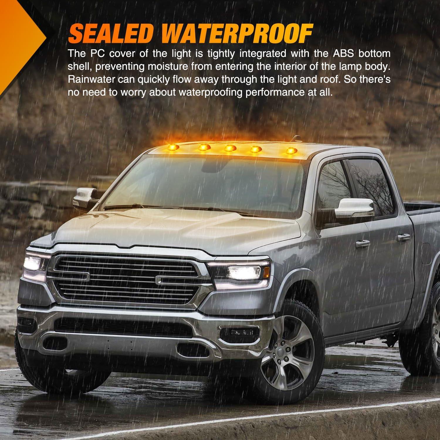 imageNilight 4PCS 39 Inch 3 Led Truck Trailer Light Front Rear LED Side Marker Lights Clearance Indicator Lamp Waterproof Sealed Surface Mounted LED Marker LightSmoked Amber FordRam Trucks SUV POV