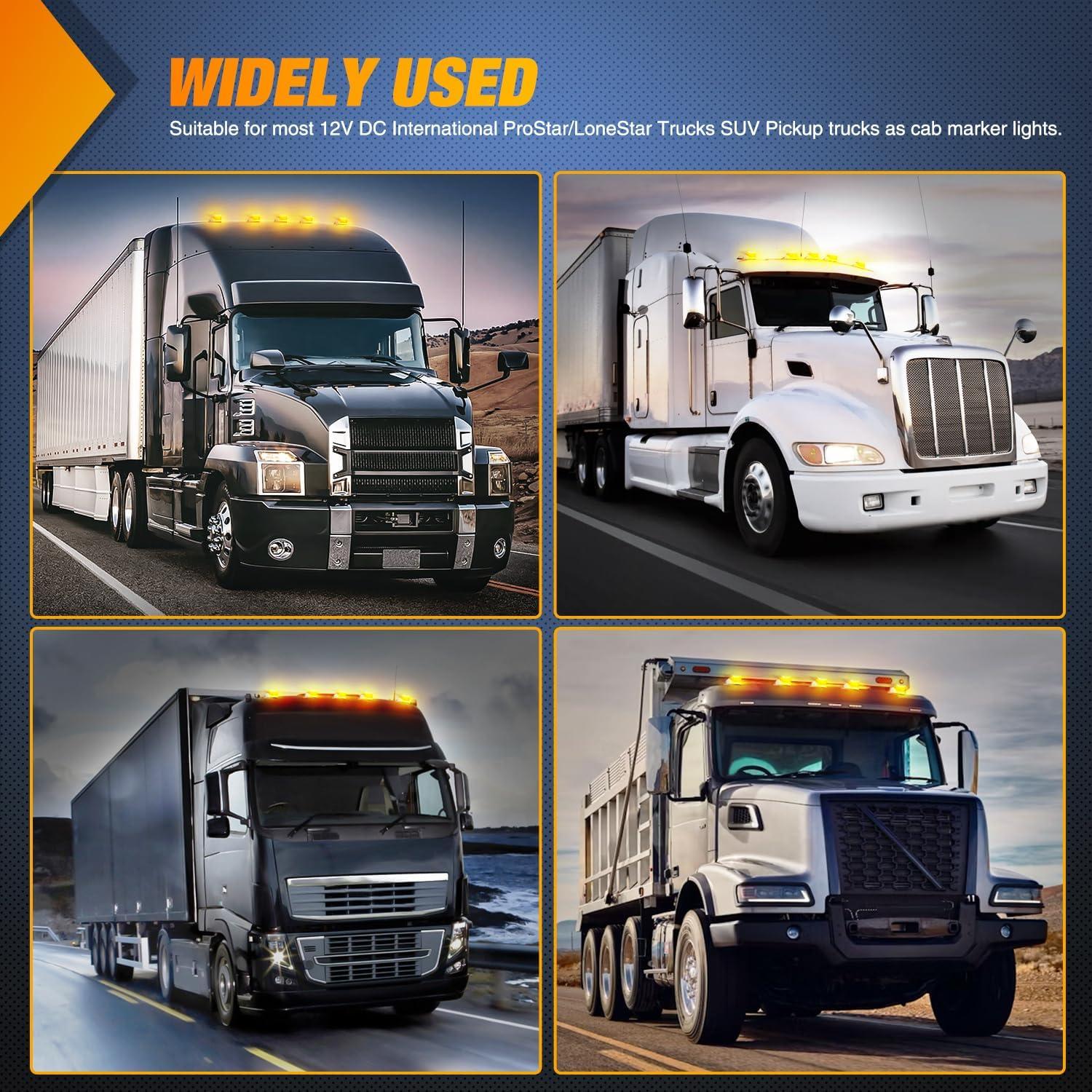 imageNilight 4PCS 39 Inch 3 Led Truck Trailer Light Front Rear LED Side Marker Lights Clearance Indicator Lamp Waterproof Sealed Surface Mounted LED Marker LightAmber 17LEDHeavy Duty Trucks