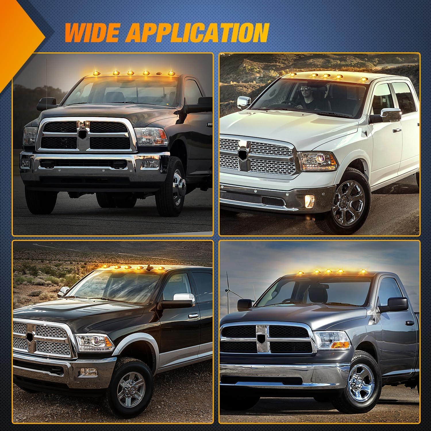 imageNilight 4PCS 39 Inch 3 Led Truck Trailer Light Front Rear LED Side Marker Lights Clearance Indicator Lamp Waterproof Sealed Surface Mounted LED Marker LightSmoked Amber Dodge Ram 20032018