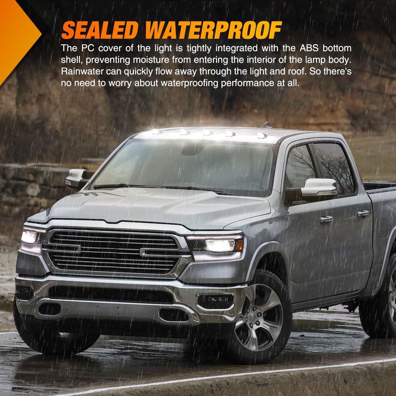 imageNilight 4PCS 39 Inch 3 Led Truck Trailer Light Front Rear LED Side Marker Lights Clearance Indicator Lamp Waterproof Sealed Surface Mounted LED Marker LightWhite FordRam Trucks SUV POV