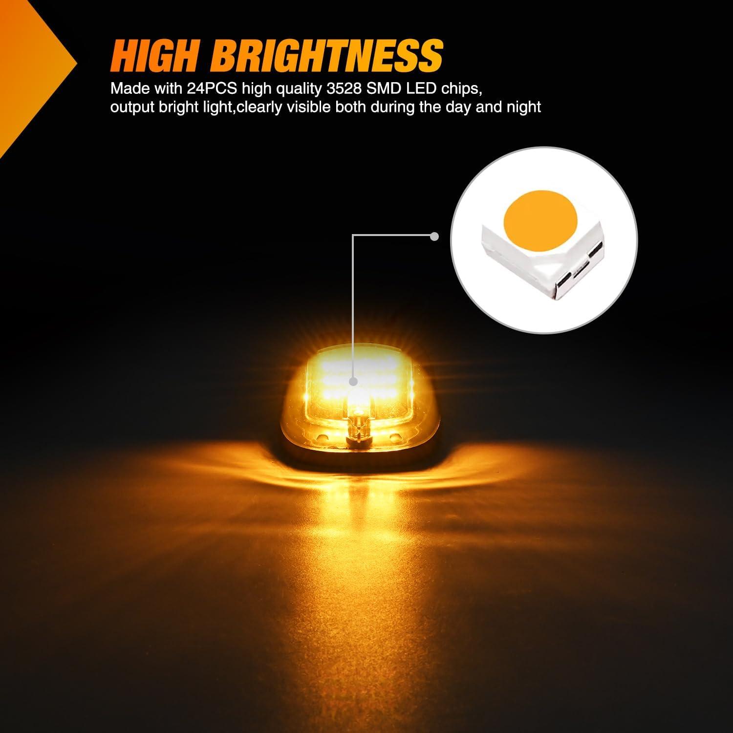 imageNilight 4PCS 39 Inch 3 Led Truck Trailer Light Front Rear LED Side Marker Lights Clearance Indicator Lamp Waterproof Sealed Surface Mounted LED Marker LightSmoked Amber Dodge Ram 20032018