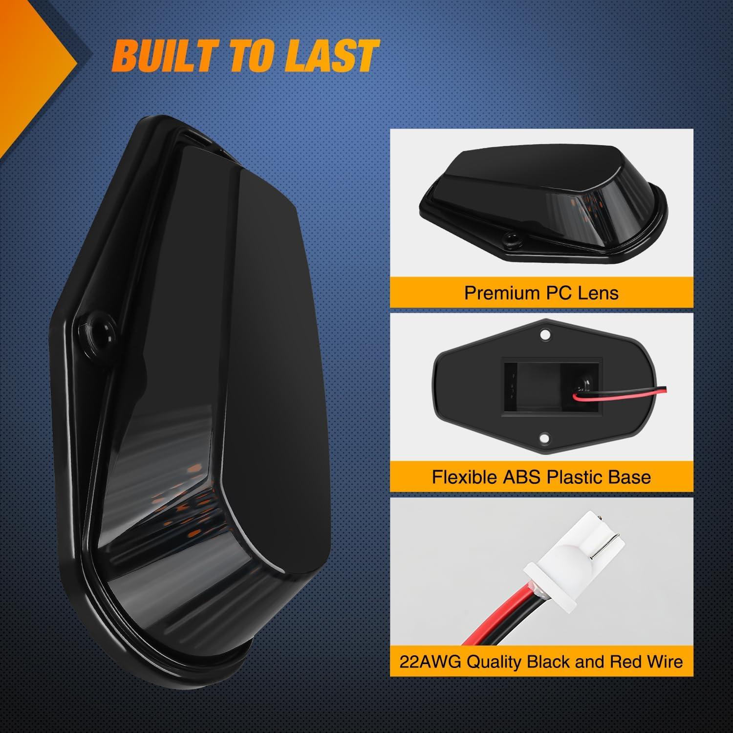 imageNilight 4PCS 39 Inch 3 Led Truck Trailer Light Front Rear LED Side Marker Lights Clearance Indicator Lamp Waterproof Sealed Surface Mounted LED Marker LightSmoked Amber Ford F 19841997