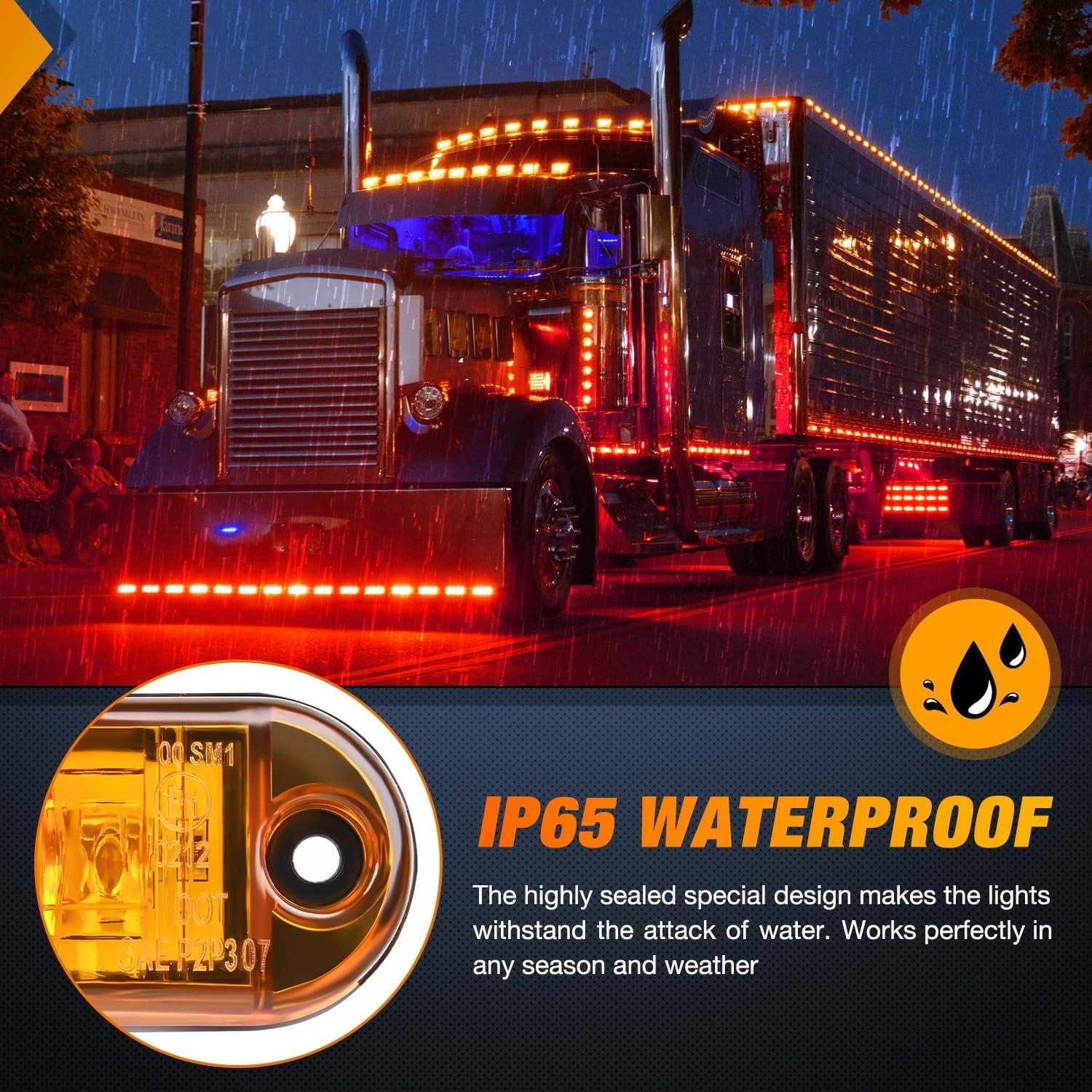 imageNilight 4PCS 39 Inch 3 Led Truck Trailer Light Front Rear LED Side Marker Lights Clearance Indicator Lamp Waterproof Sealed Surface Mounted LED Marker LightAmber 20PCS Universal