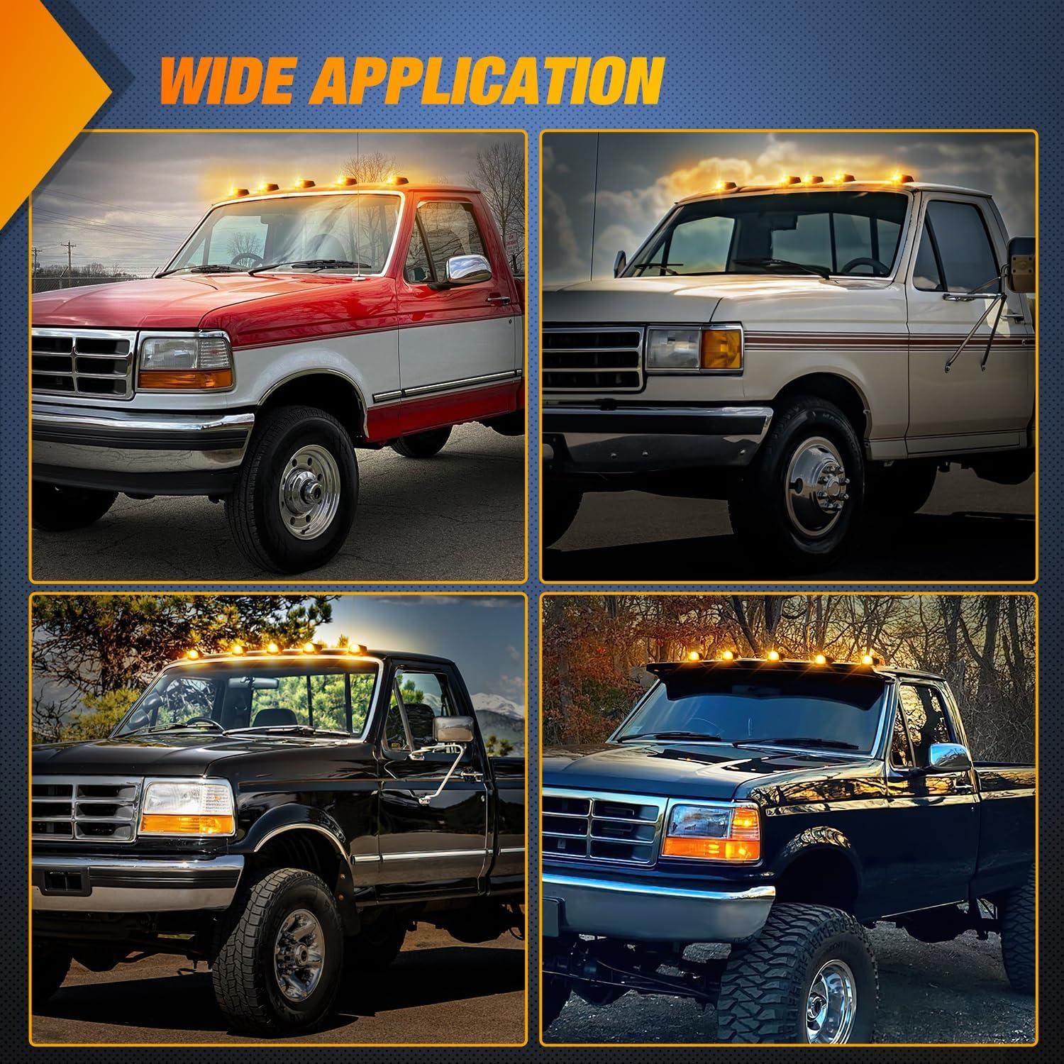 imageNilight 4PCS 39 Inch 3 Led Truck Trailer Light Front Rear LED Side Marker Lights Clearance Indicator Lamp Waterproof Sealed Surface Mounted LED Marker LightSmoked Amber Ford F 19841997