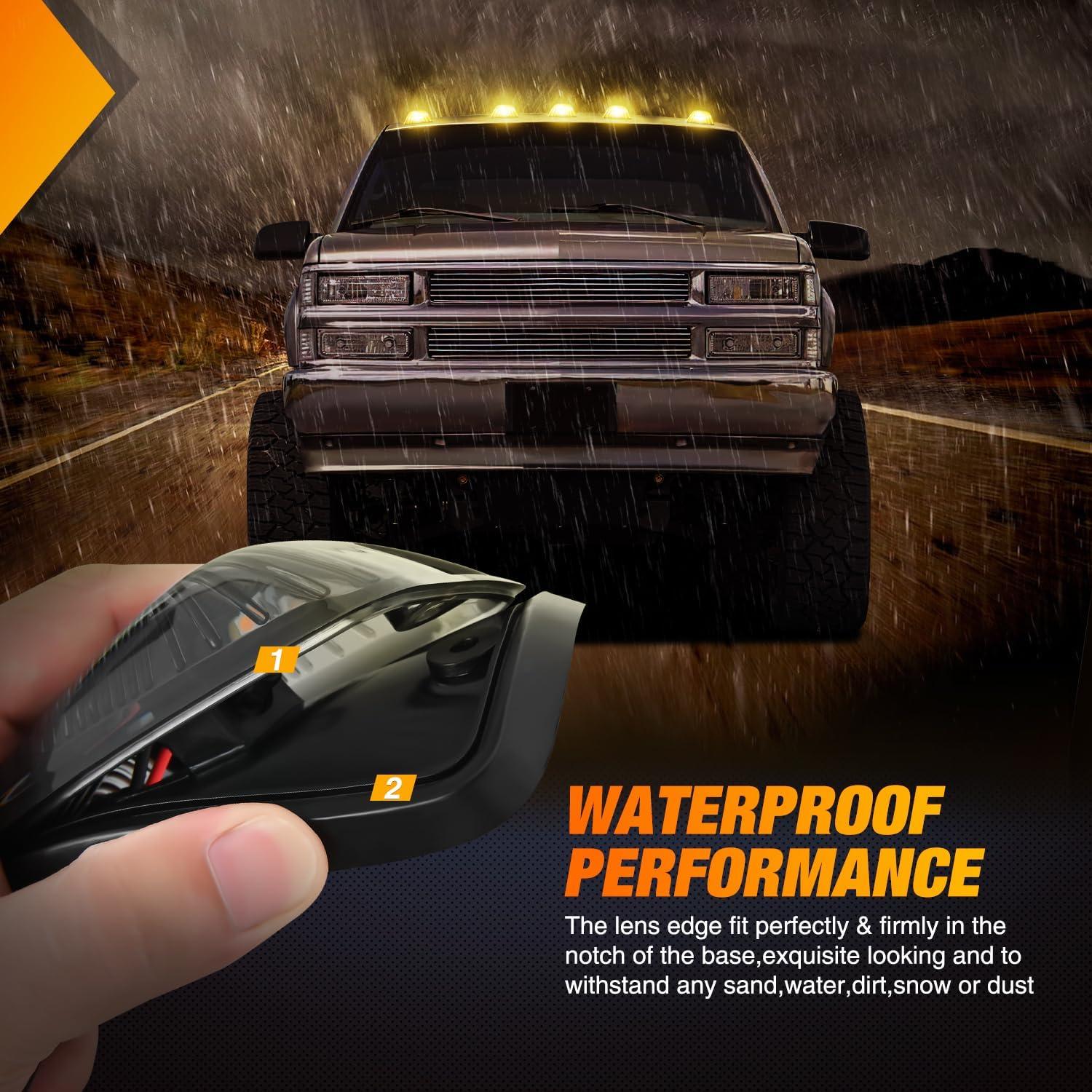 imageNilight 4PCS 39 Inch 3 Led Truck Trailer Light Front Rear LED Side Marker Lights Clearance Indicator Lamp Waterproof Sealed Surface Mounted LED Marker LightSmoked Amber Chevrolet CK 19882002