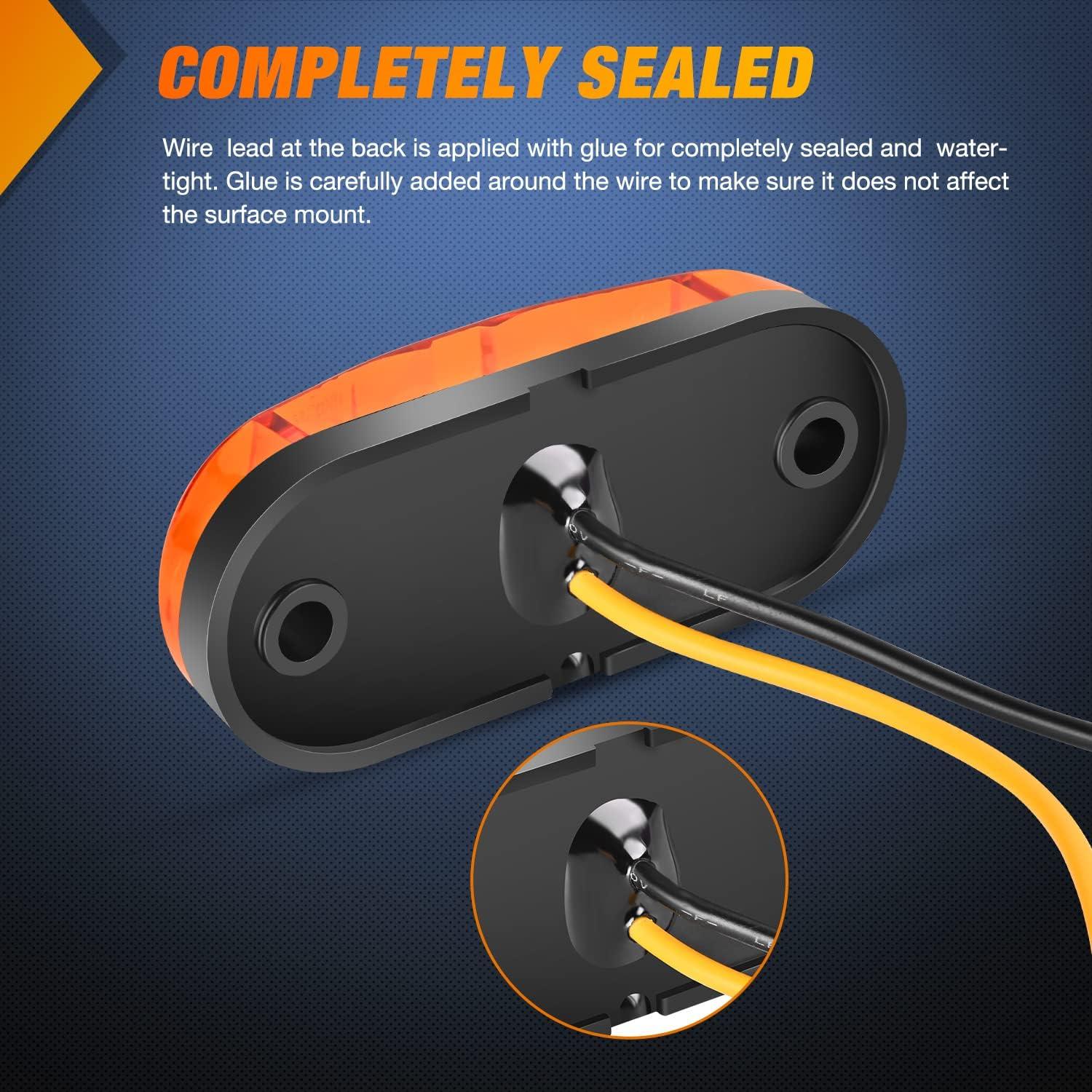 imageNilight 4PCS 39 Inch 3 Led Truck Trailer Light Front Rear LED Side Marker Lights Clearance Indicator Lamp Waterproof Sealed Surface Mounted LED Marker LightAmber 20PCS Universal