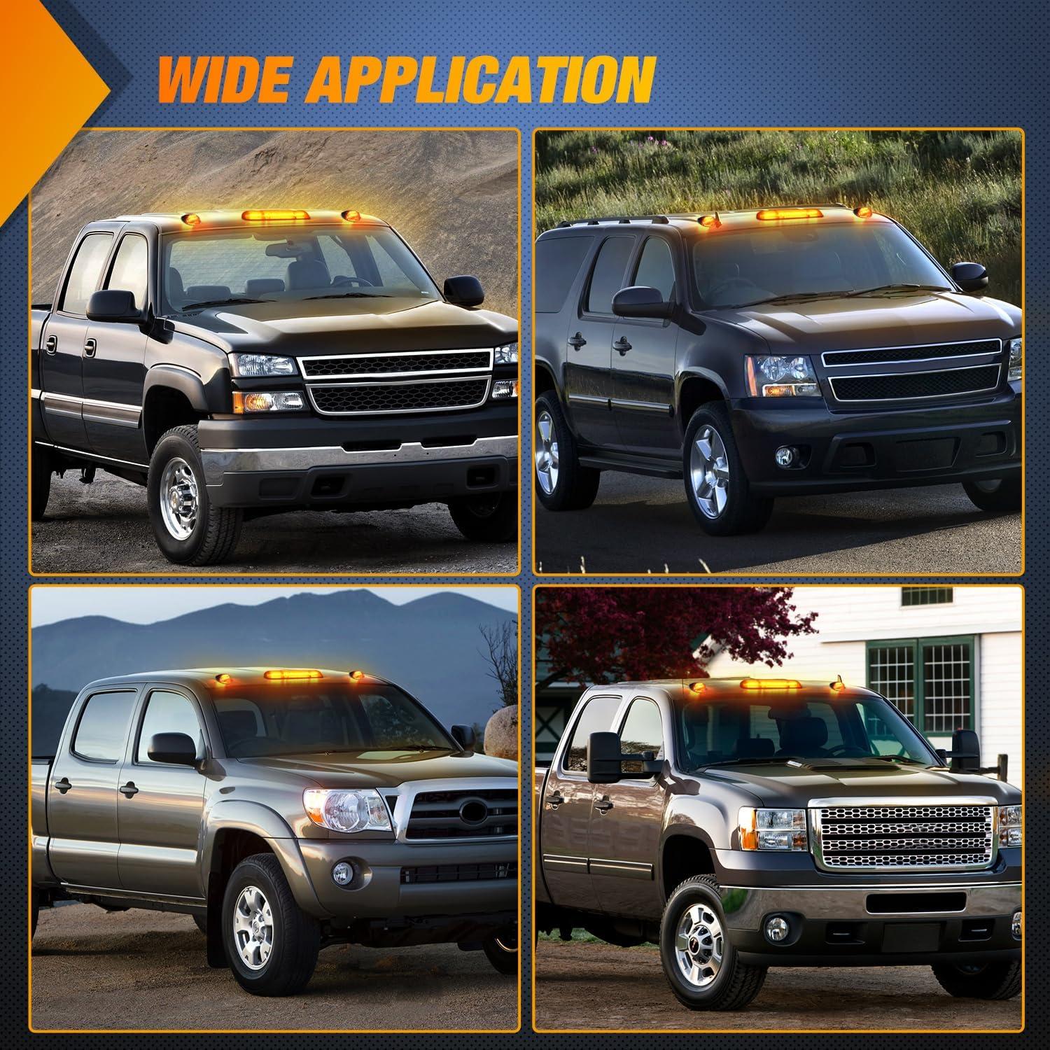 imageNilight 4PCS 39 Inch 3 Led Truck Trailer Light Front Rear LED Side Marker Lights Clearance Indicator Lamp Waterproof Sealed Surface Mounted LED Marker LightSmoked Amber SilveradoSierra 20022007