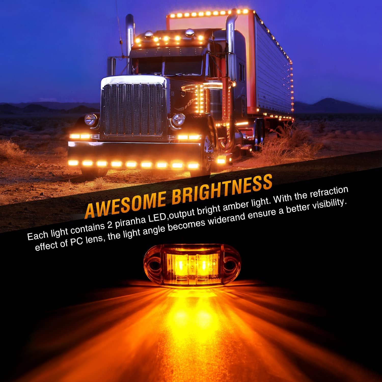 imageNilight 4PCS 39 Inch 3 Led Truck Trailer Light Front Rear LED Side Marker Lights Clearance Indicator Lamp Waterproof Sealed Surface Mounted LED Marker LightAmberRed 10PCS Universal