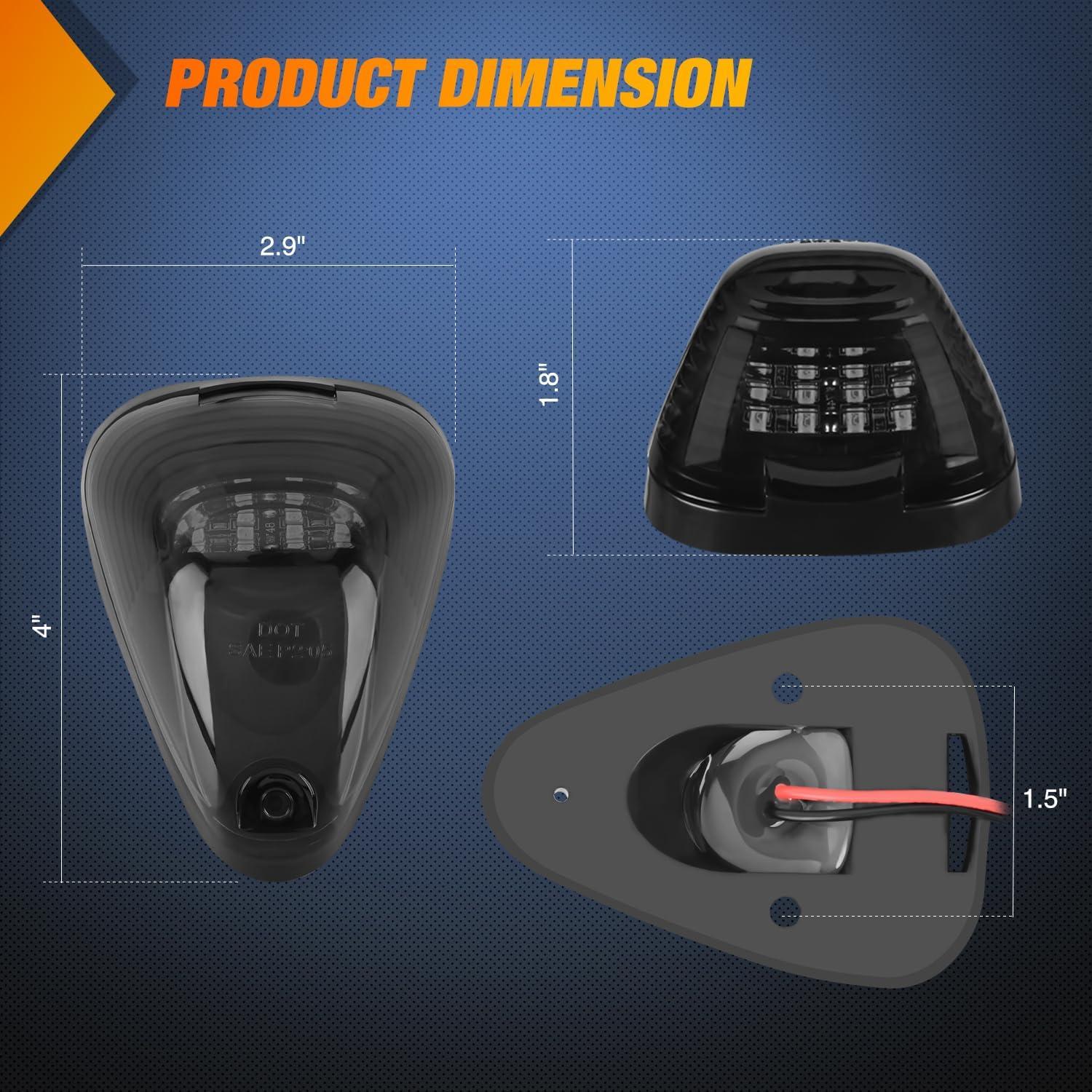 imageNilight 4PCS 39 Inch 3 Led Truck Trailer Light Front Rear LED Side Marker Lights Clearance Indicator Lamp Waterproof Sealed Surface Mounted LED Marker LightSmoked Amber Ford EF 19992016