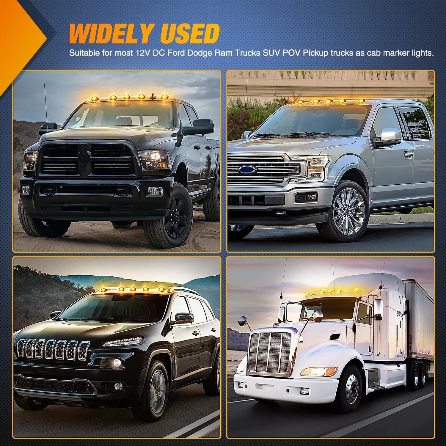 imageNilight 4PCS 39 Inch 3 Led Truck Trailer Light Front Rear LED Side Marker Lights Clearance Indicator Lamp Waterproof Sealed Surface Mounted LED Marker LightSmoked Amber FordRam Trucks SUV POV