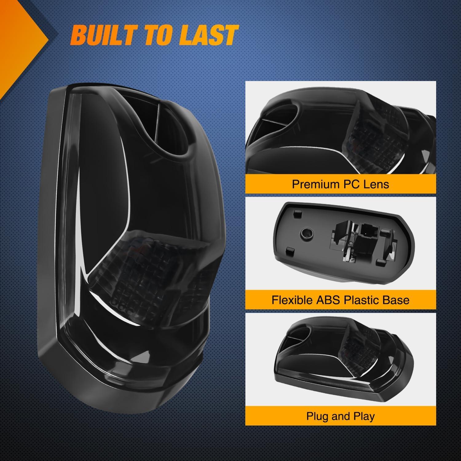 imageNilight 4PCS 39 Inch 3 Led Truck Trailer Light Front Rear LED Side Marker Lights Clearance Indicator Lamp Waterproof Sealed Surface Mounted LED Marker LightSmoked Amber Ford F 20172022