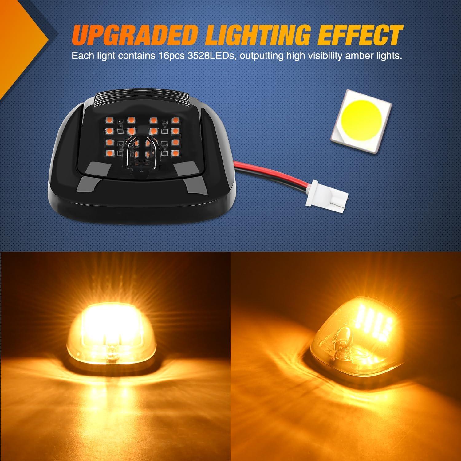 imageNilight 4PCS 39 Inch 3 Led Truck Trailer Light Front Rear LED Side Marker Lights Clearance Indicator Lamp Waterproof Sealed Surface Mounted LED Marker LightSmoked Amber FordRam Trucks SUV POV