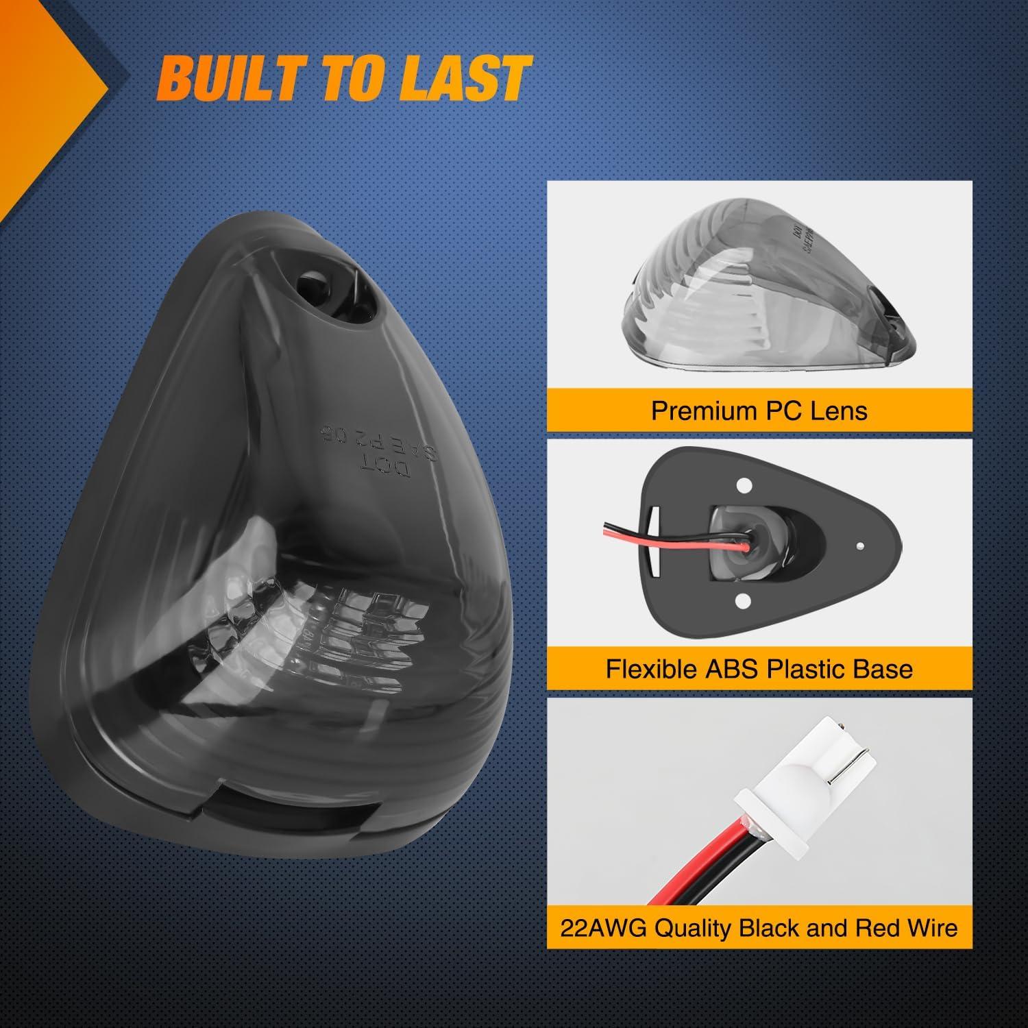 imageNilight 4PCS 39 Inch 3 Led Truck Trailer Light Front Rear LED Side Marker Lights Clearance Indicator Lamp Waterproof Sealed Surface Mounted LED Marker LightSmoked Amber Ford EF 19992016