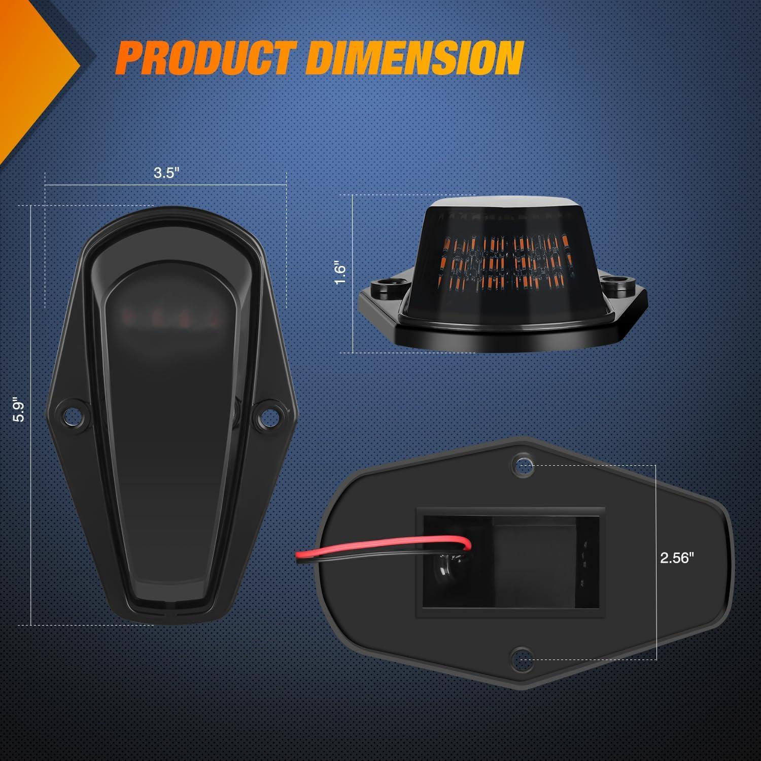 imageNilight 4PCS 39 Inch 3 Led Truck Trailer Light Front Rear LED Side Marker Lights Clearance Indicator Lamp Waterproof Sealed Surface Mounted LED Marker LightSmoked Amber Ford F 19841997