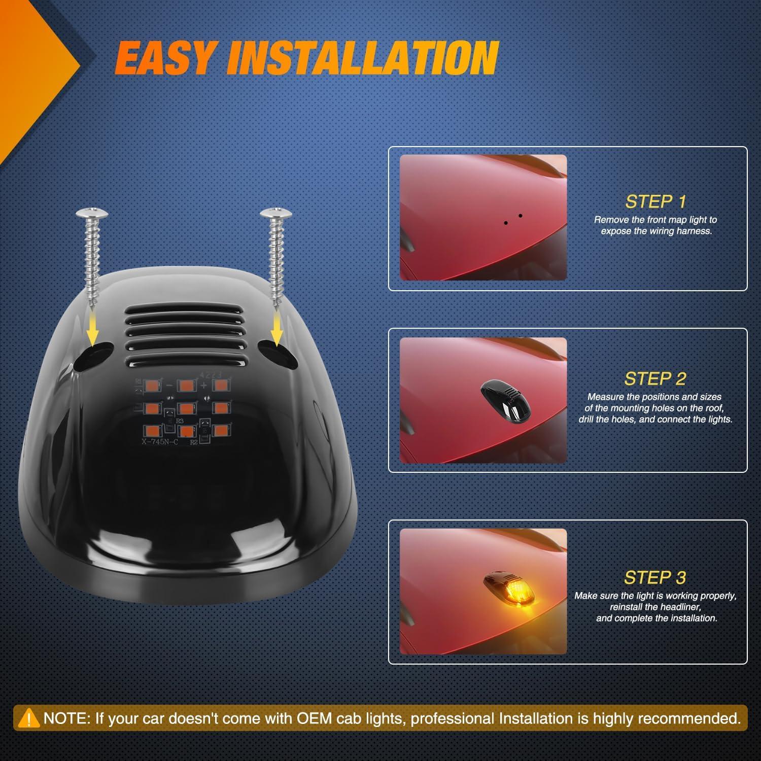 imageNilight 4PCS 39 Inch 3 Led Truck Trailer Light Front Rear LED Side Marker Lights Clearance Indicator Lamp Waterproof Sealed Surface Mounted LED Marker LightSmoked Amber Dodge Ram 19992002