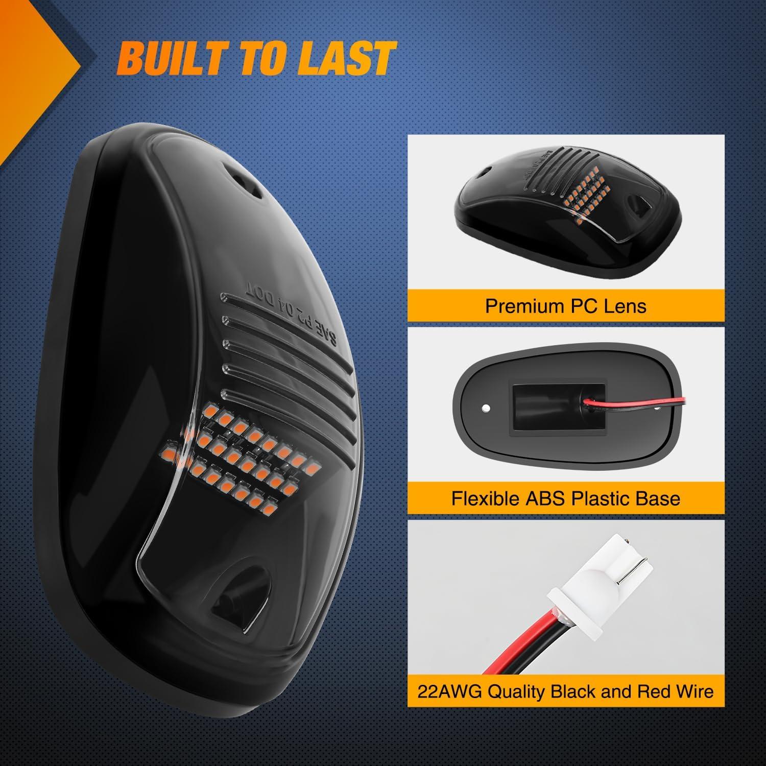 imageNilight 4PCS 39 Inch 3 Led Truck Trailer Light Front Rear LED Side Marker Lights Clearance Indicator Lamp Waterproof Sealed Surface Mounted LED Marker LightSmoked Amber Dodge Ram 20032018