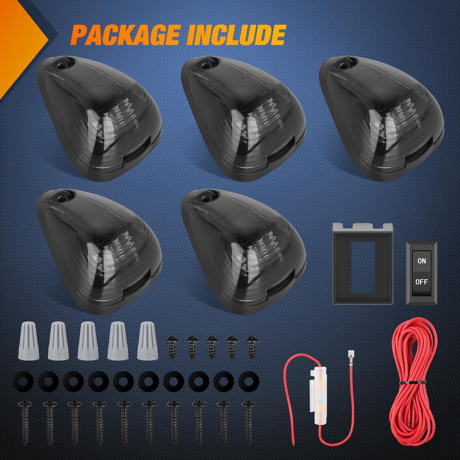 imageNilight 4PCS 39 Inch 3 Led Truck Trailer Light Front Rear LED Side Marker Lights Clearance Indicator Lamp Waterproof Sealed Surface Mounted LED Marker LightSmoked Amber Ford EF 19992016