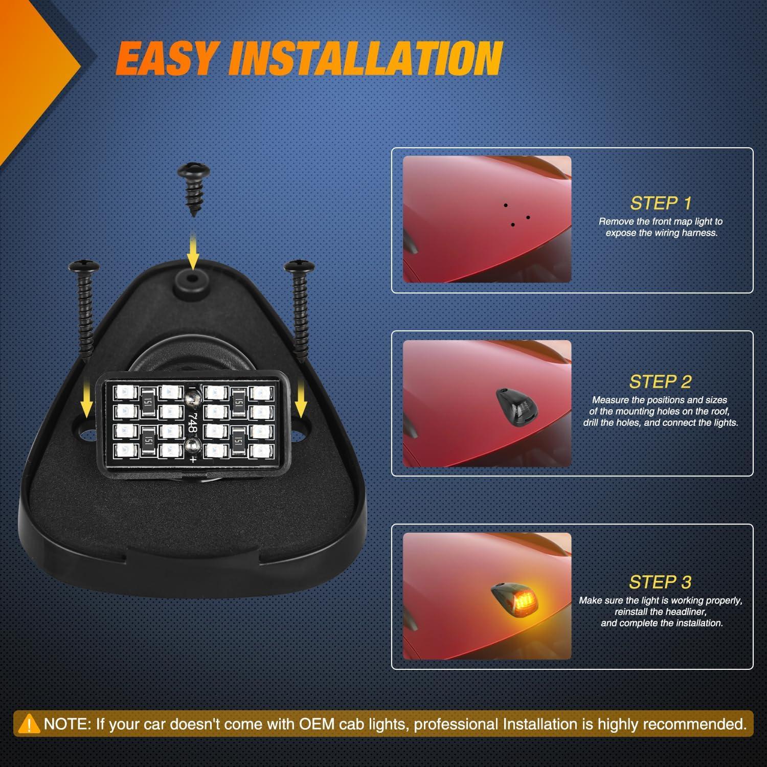 imageNilight 4PCS 39 Inch 3 Led Truck Trailer Light Front Rear LED Side Marker Lights Clearance Indicator Lamp Waterproof Sealed Surface Mounted LED Marker LightSmoked Amber Ford EF 19992016