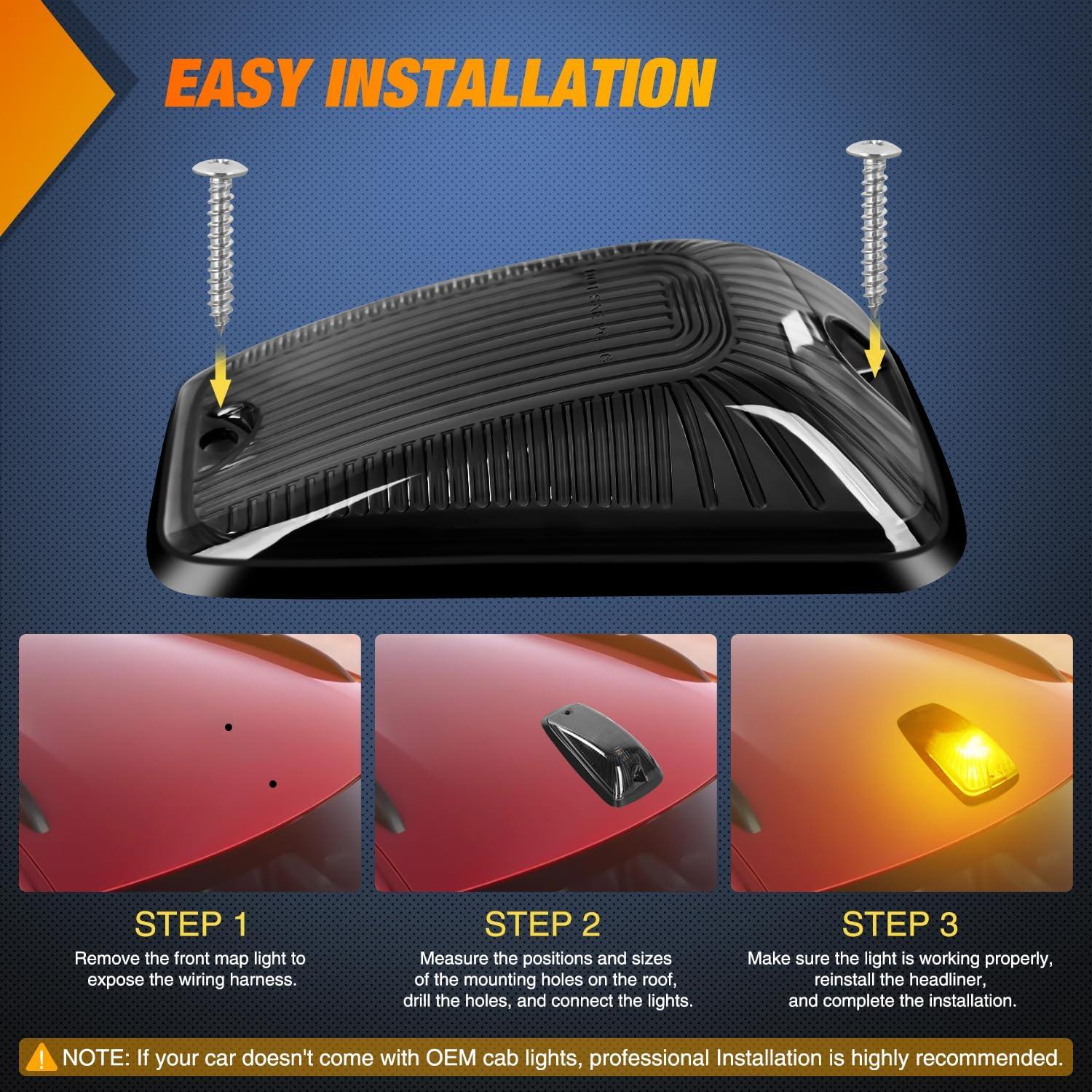 imageNilight 4PCS 39 Inch 3 Led Truck Trailer Light Front Rear LED Side Marker Lights Clearance Indicator Lamp Waterproof Sealed Surface Mounted LED Marker LightSmoked Amber Chevrolet CK 19882002