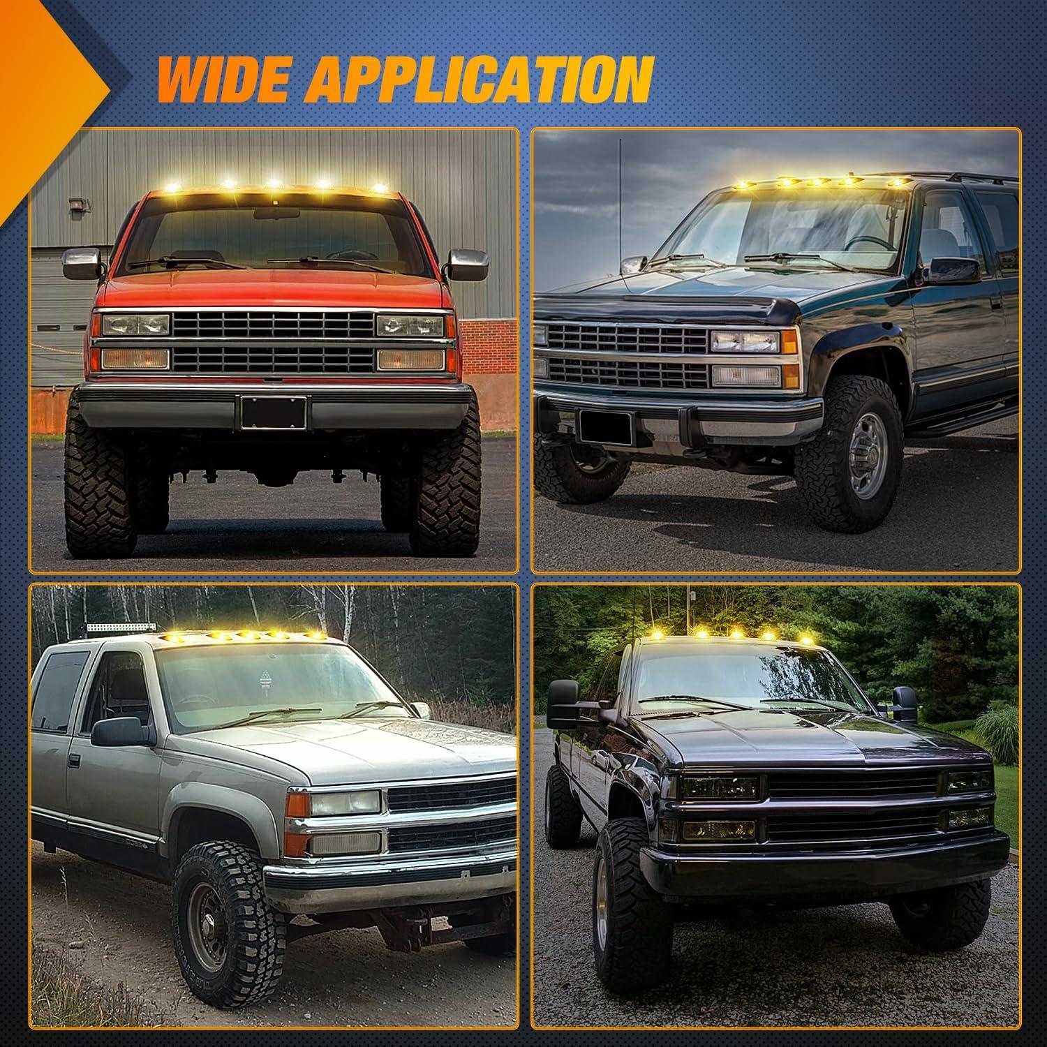 imageNilight 4PCS 39 Inch 3 Led Truck Trailer Light Front Rear LED Side Marker Lights Clearance Indicator Lamp Waterproof Sealed Surface Mounted LED Marker LightSmoked Amber Chevrolet CK 19882002